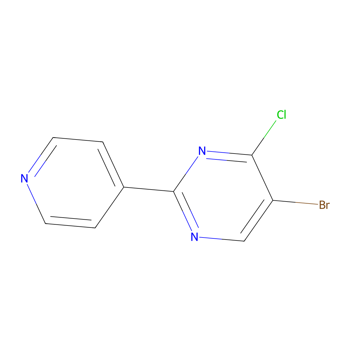 5-Bromo-4-chloro-2-(pyridin-4-yl)pyrimidine molecular structure, CAS 1044767-97-6