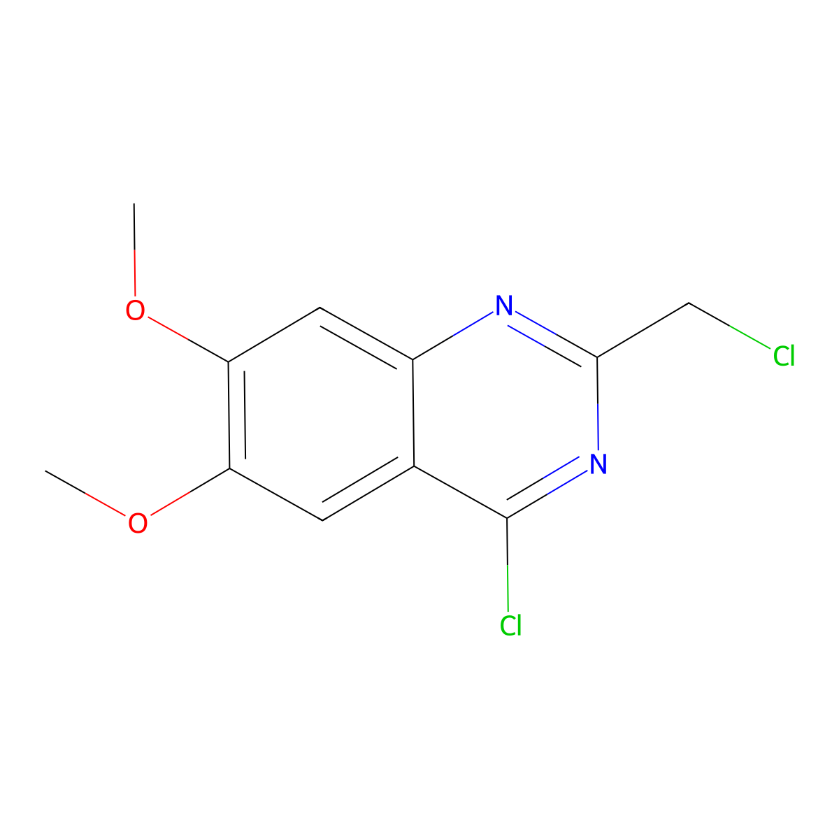 4-Chloro-2-(chloromethyl)-6,7-dimethoxyquinazoline molecular structure, CAS 1044768-40-2