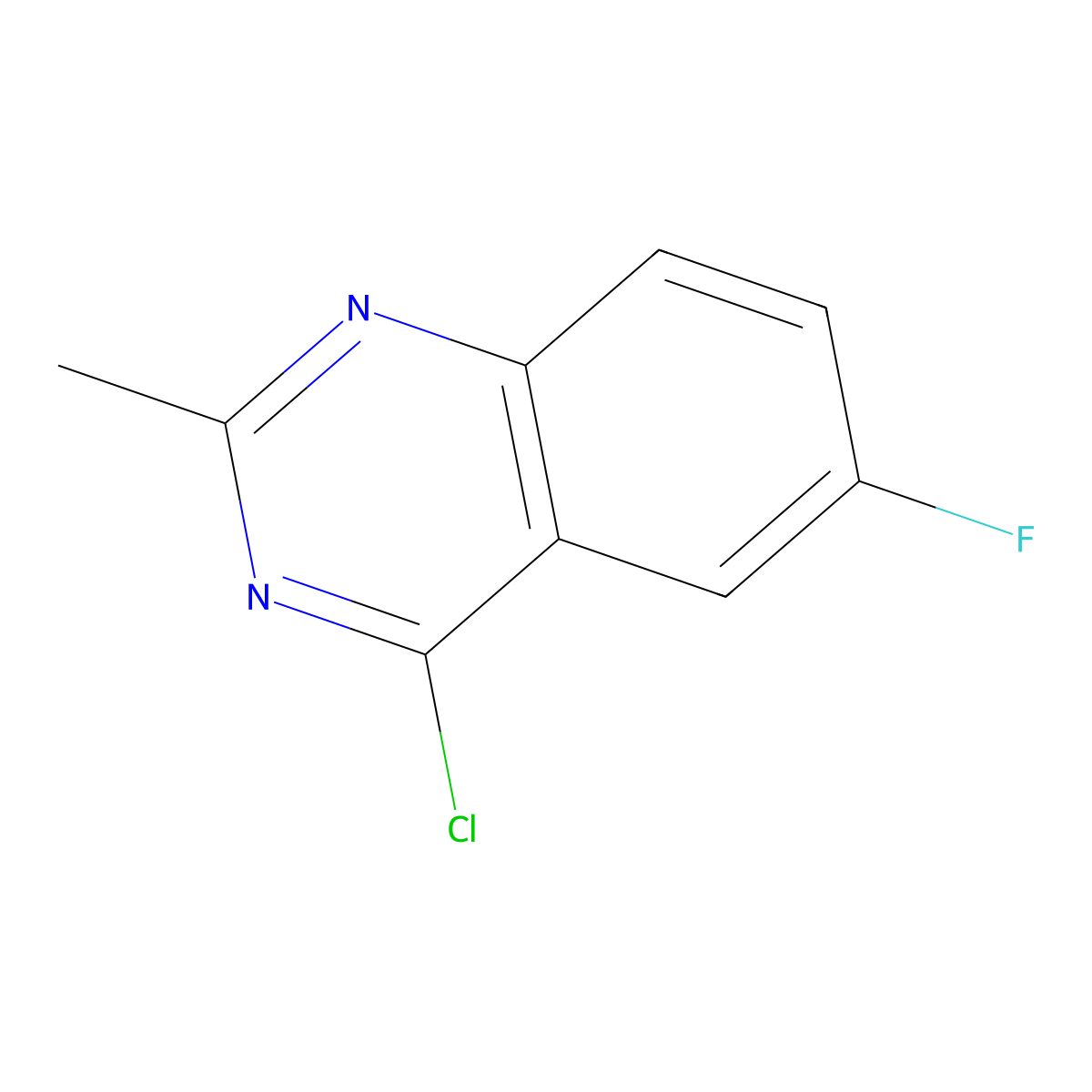 4-Chloro-6-fluoro-2-methylquinazoline molecular structure, CAS 1044768-44-6