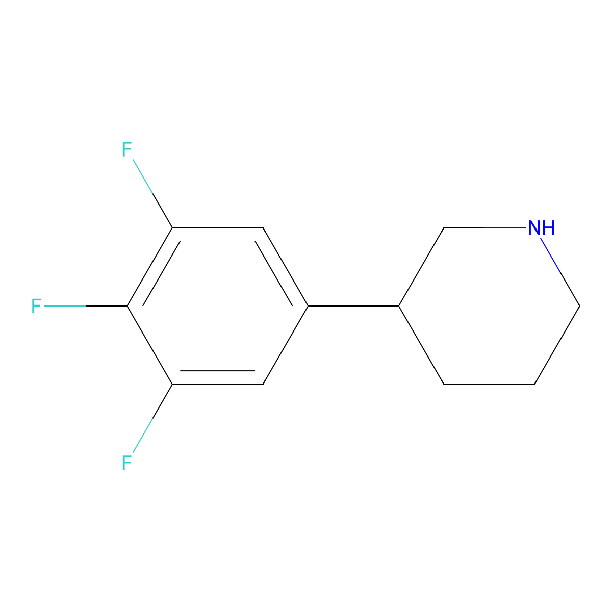 3-(3,4,5-Trifluorophenyl)piperidine molecular structure, CAS 1044768-66-2