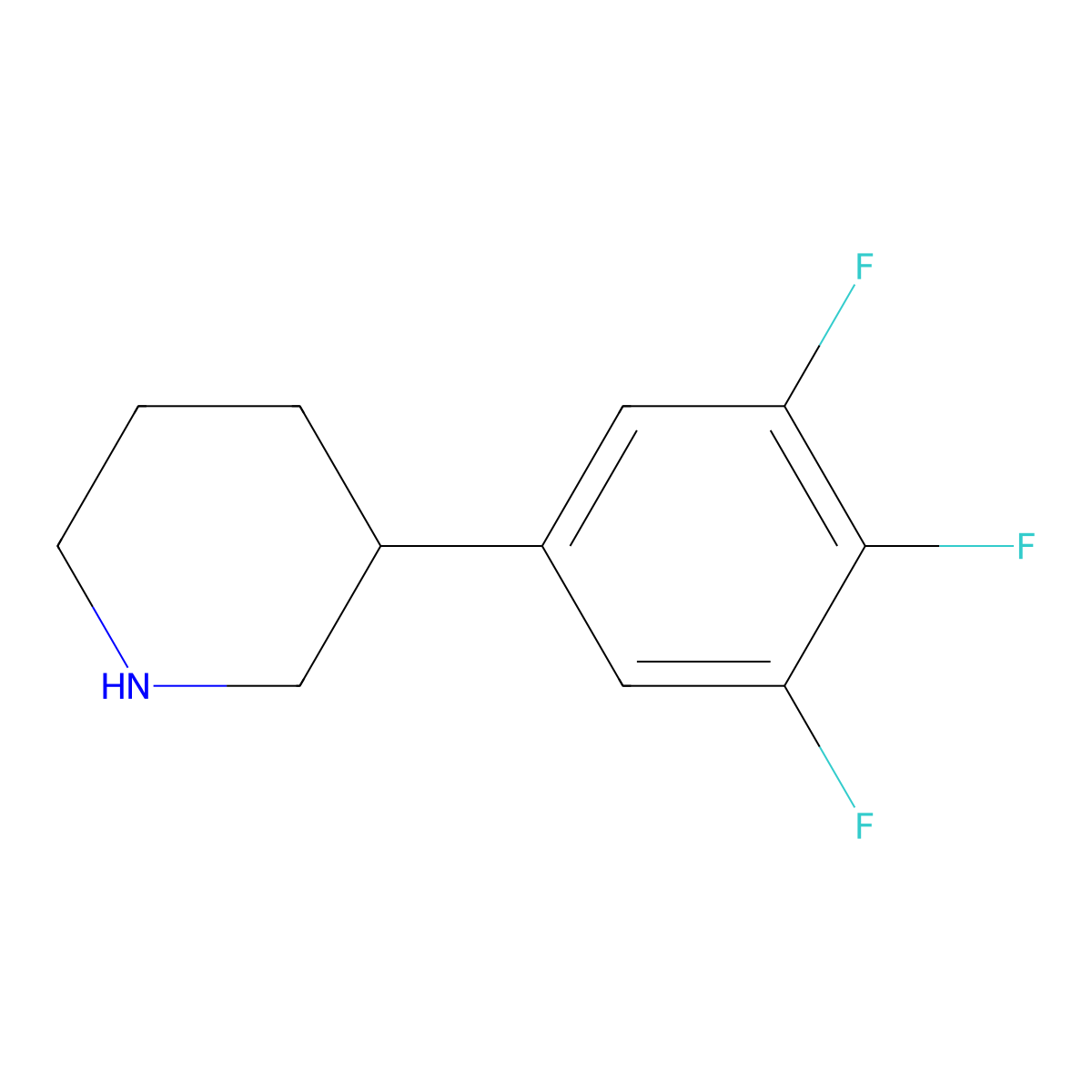 3-(3,4,5-Trifluorophenyl)piperidine molecular structure, CAS 1044768-66-2