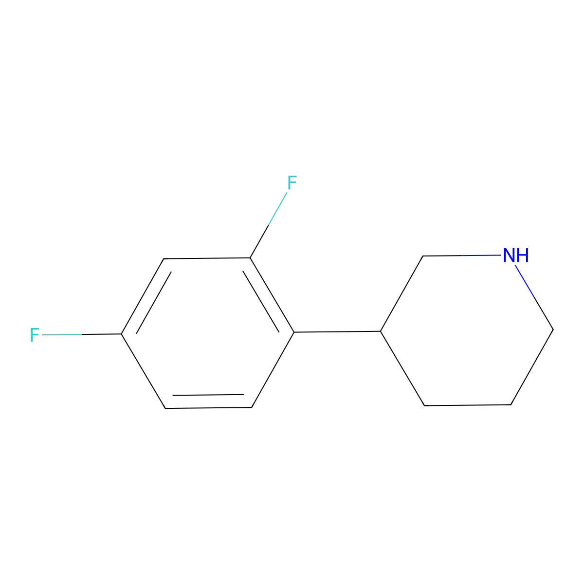 3-(2,4-Difluorophenyl)piperidine molecular structure, CAS 1044768-67-3