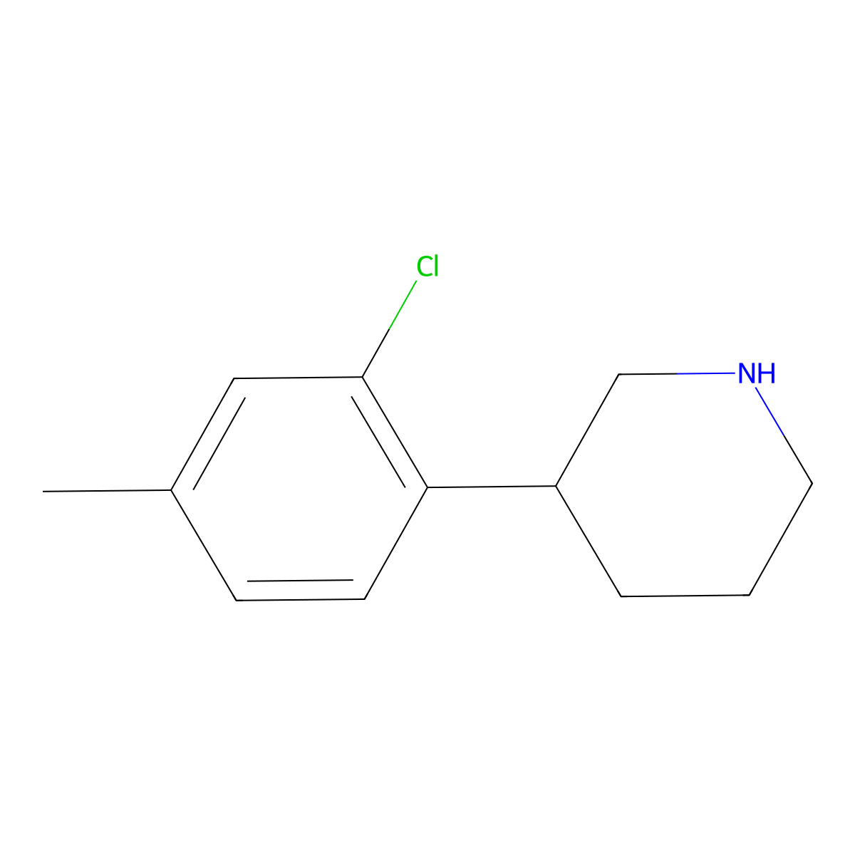 3-(2-Chloro-4-methylphenyl)piperidine molecular structure, CAS 1044768-69-5