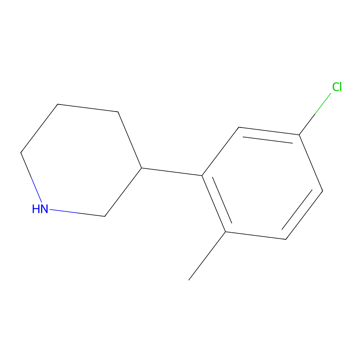 3-(5-Chloro-2-methylphenyl)piperidine molecular structure, CAS 1044768-71-9