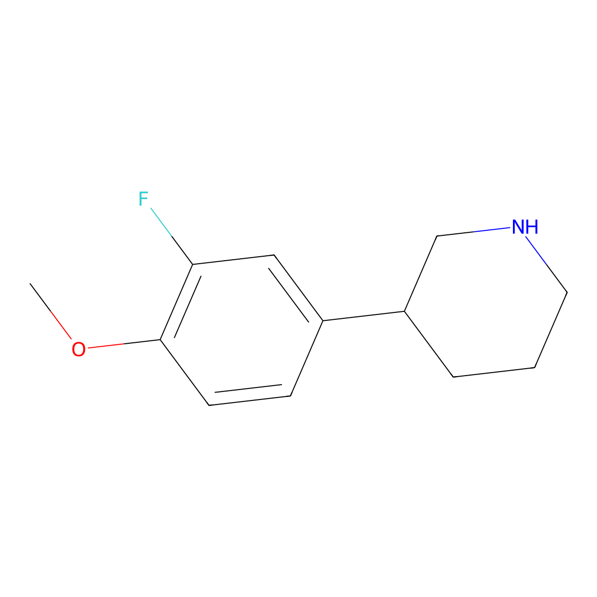 3-(3-Fluoro-4-methoxyphenyl)piperidine molecular structure, CAS 1044768-72-0