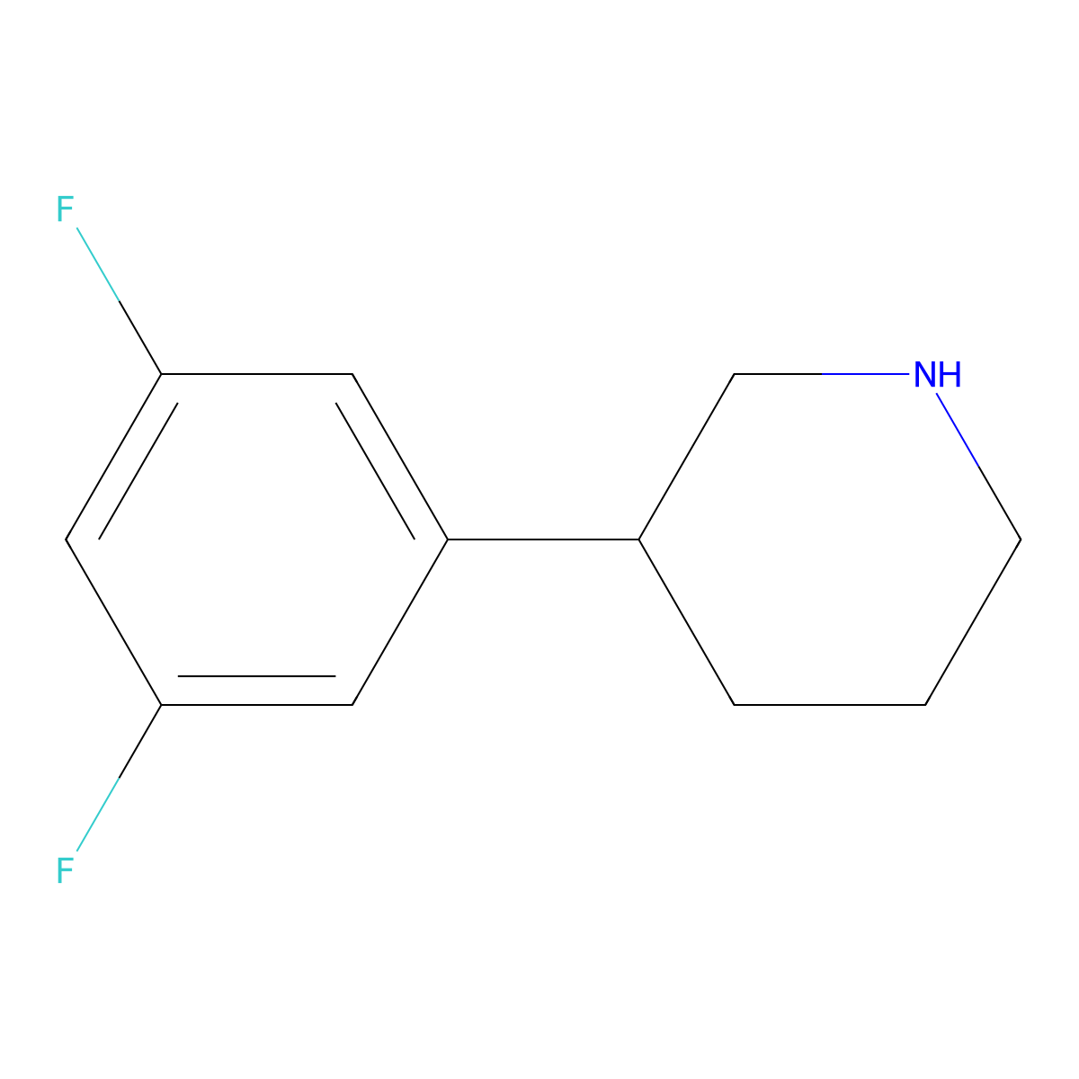 3-(3,5-Difluorophenyl)piperidine molecular structure, CAS 1044768-74-2