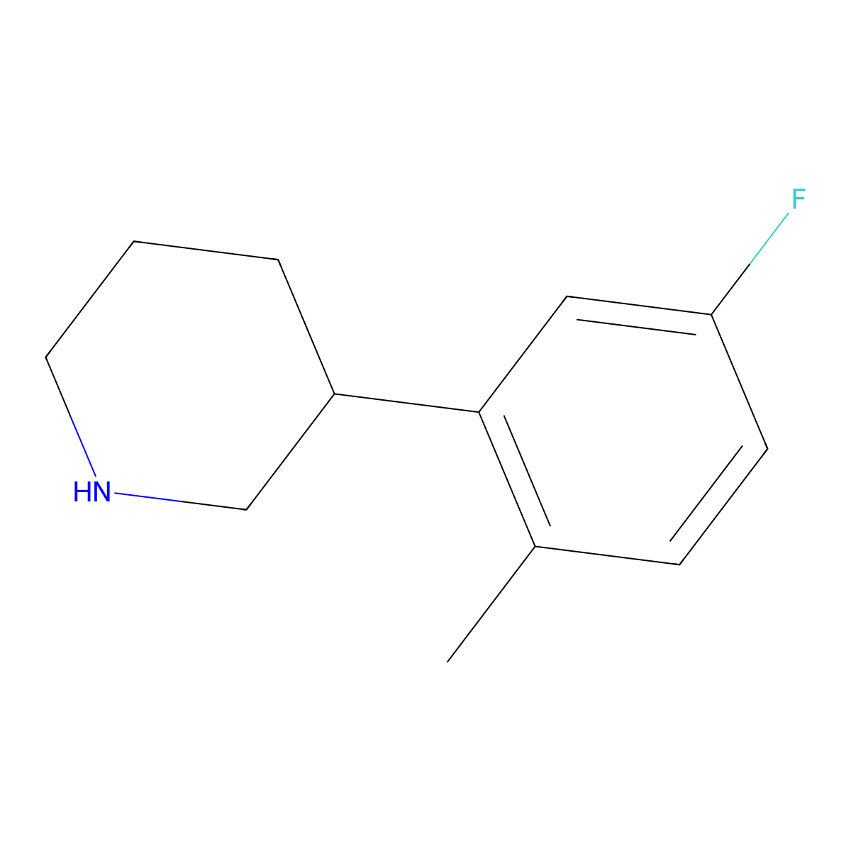 3-(5-Fluoro-2-methylphenyl)piperidine molecular structure, CAS 1044768-79-7
