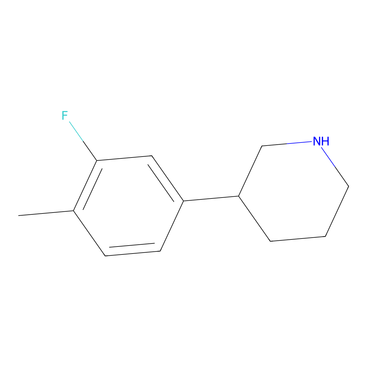 3-(3-Fluoro-4-methylphenyl)piperidine molecular structure, CAS 1044768-81-1