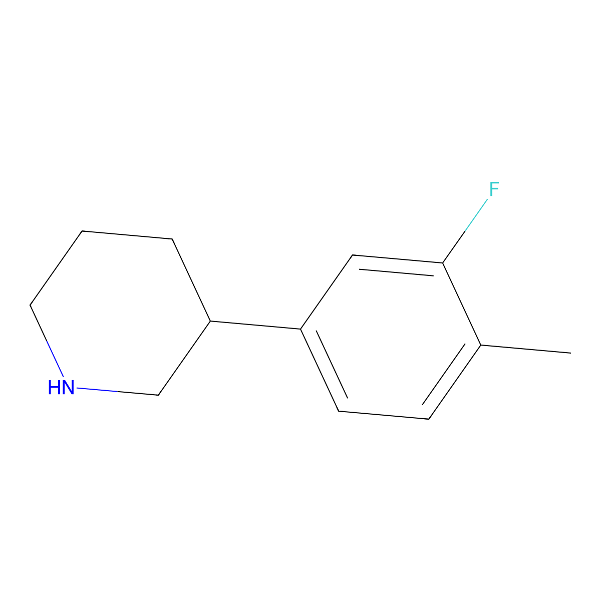 3-(3-Fluoro-4-methylphenyl)piperidine molecular structure, CAS 1044768-81-1