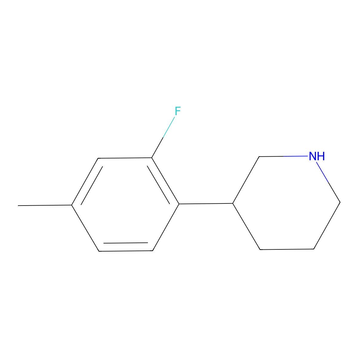3-(2-Fluoro-4-methylphenyl)piperidine molecular structure, CAS 1044768-82-2