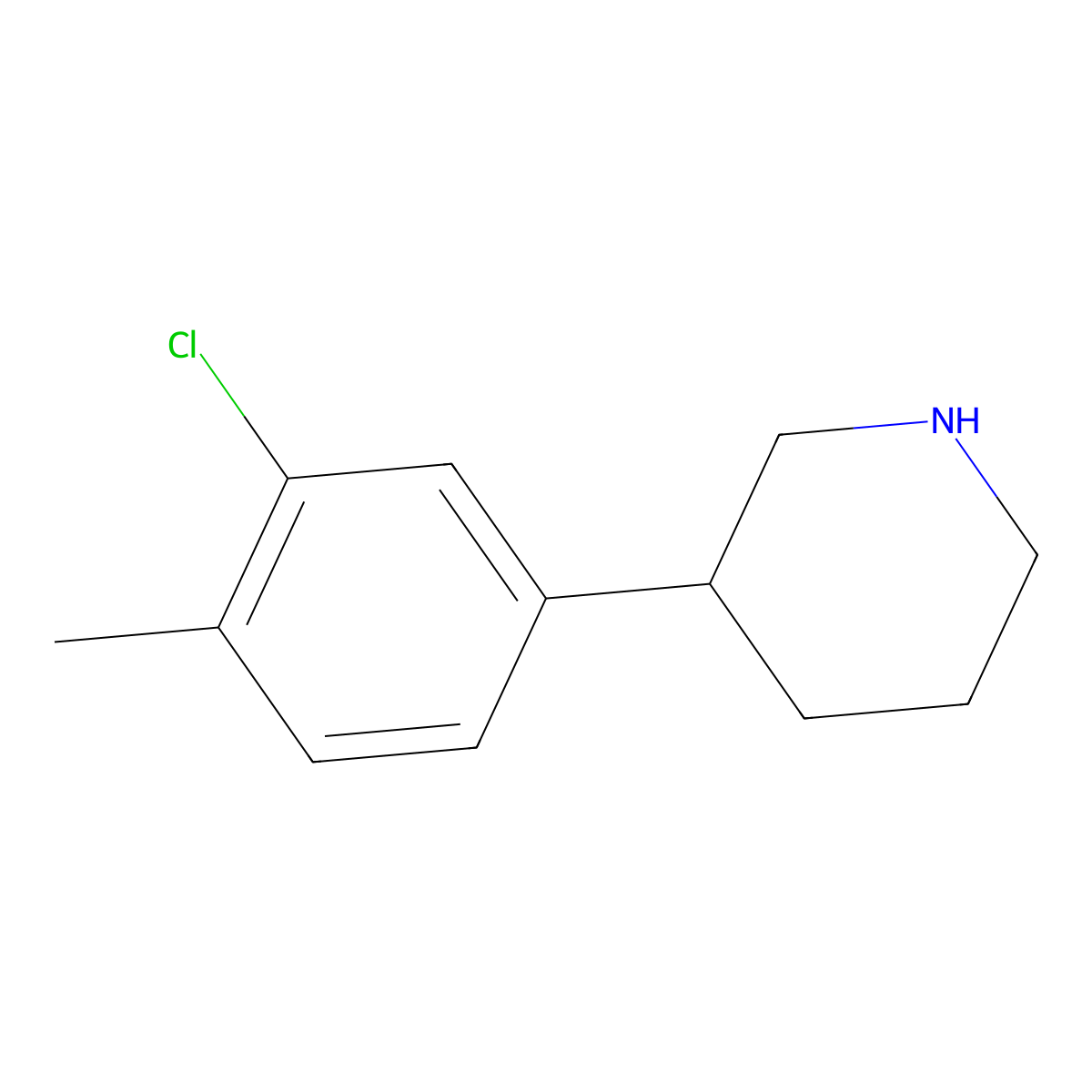 3-(3-Chloro-4-methylphenyl)piperidine molecular structure, CAS 1044768-86-6