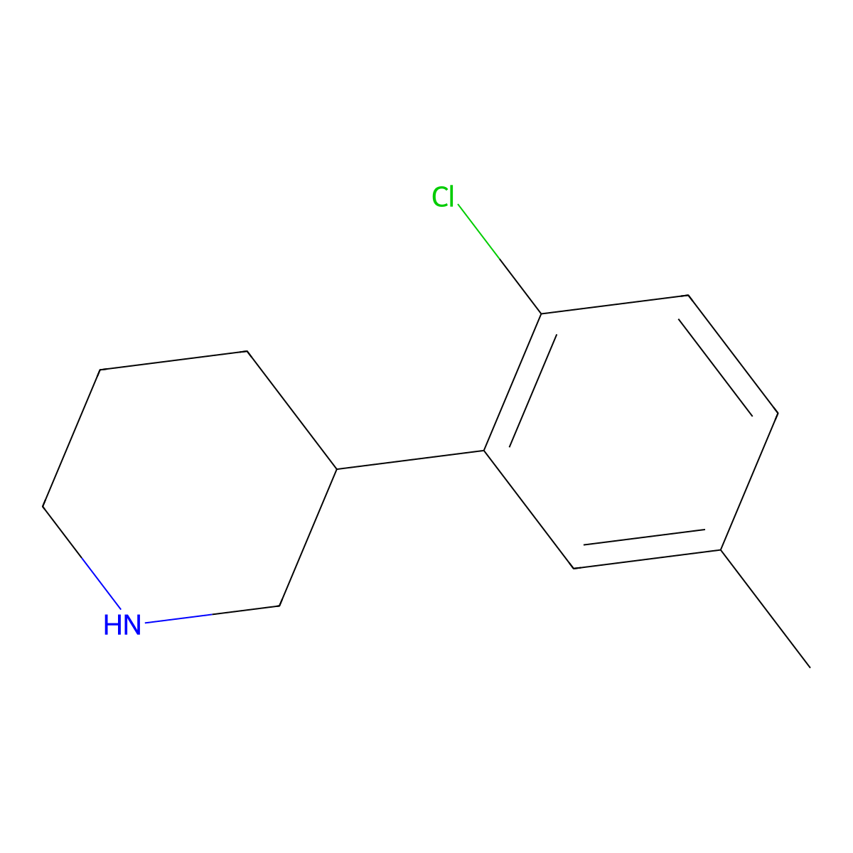 3-(2-Chloro-5-methylphenyl)piperidine molecular structure, CAS 1044768-91-3