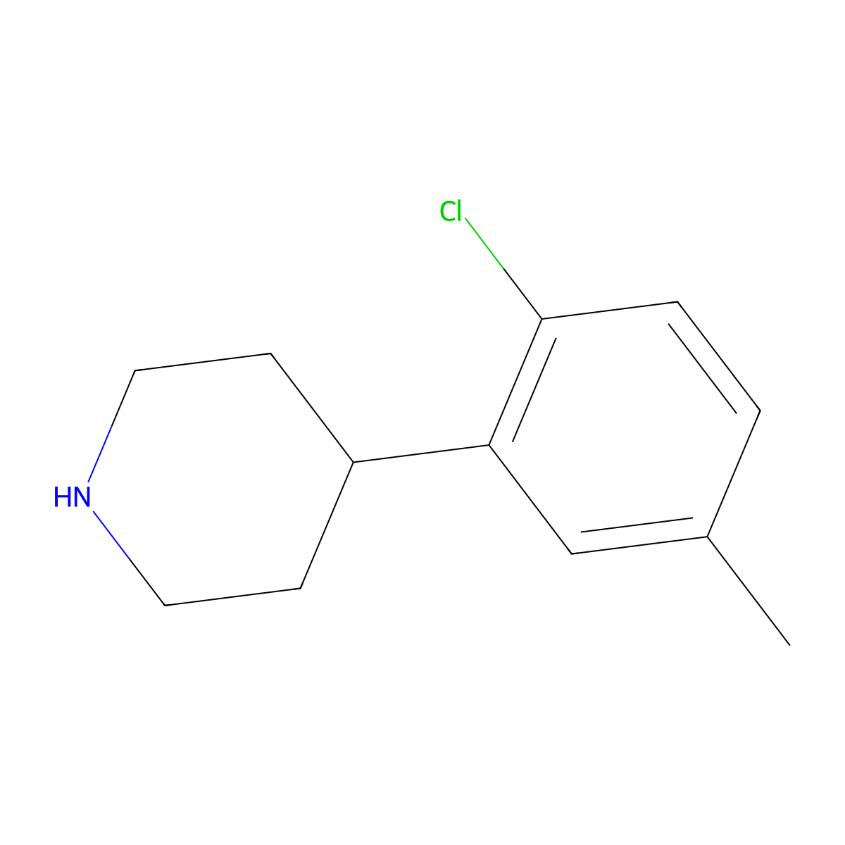 4-(2-Chloro-5-methylphenyl)piperidine molecular structure, CAS 1044768-92-4