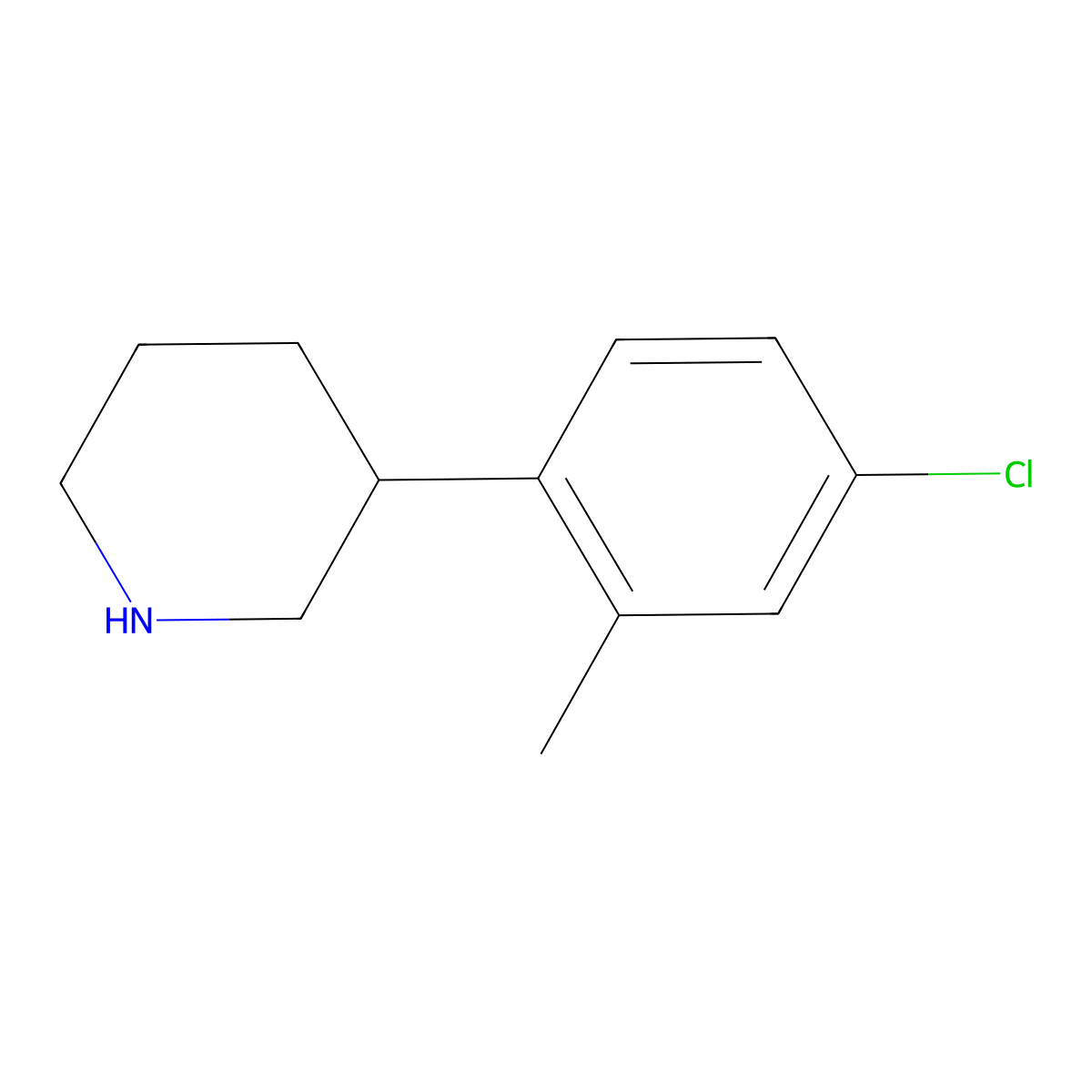 3-(4-Chloro-2-methylphenyl)piperidine molecular structure, CAS 1044768-94-6