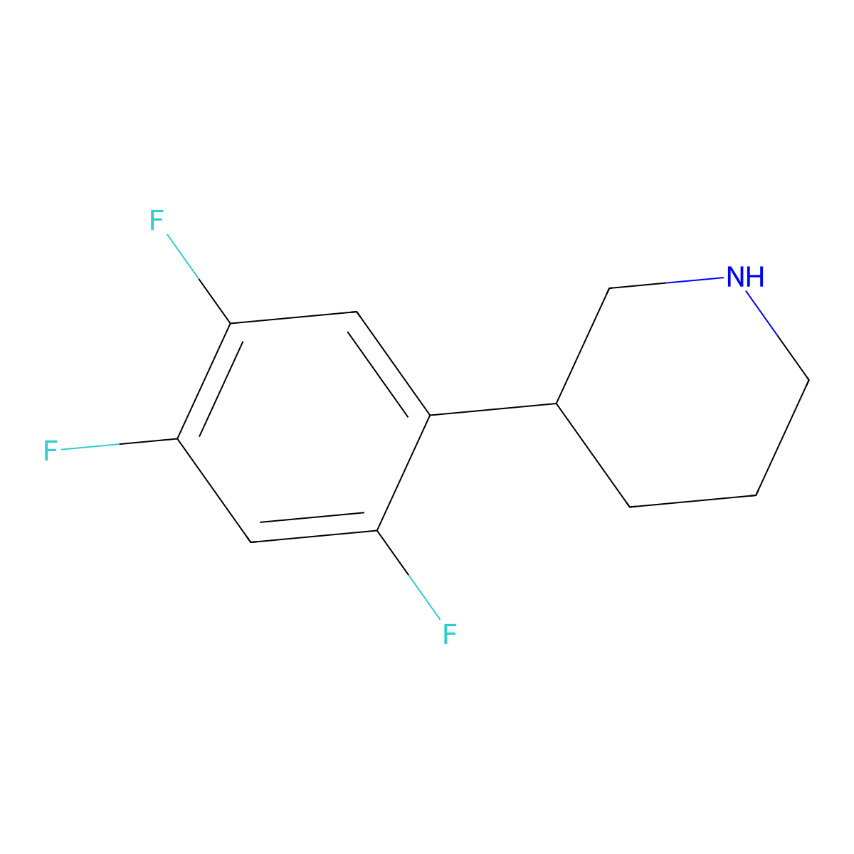 3-(2,4,5-Trifluorophenyl)piperidine molecular structure, CAS 1044769-02-9