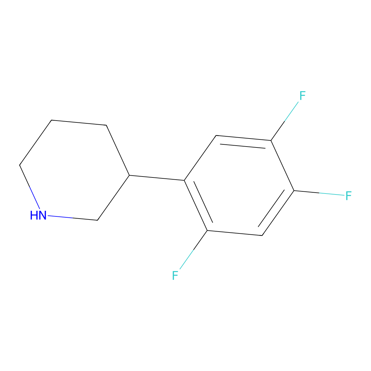 3-(2,4,5-Trifluorophenyl)piperidine molecular structure, CAS 1044769-02-9
