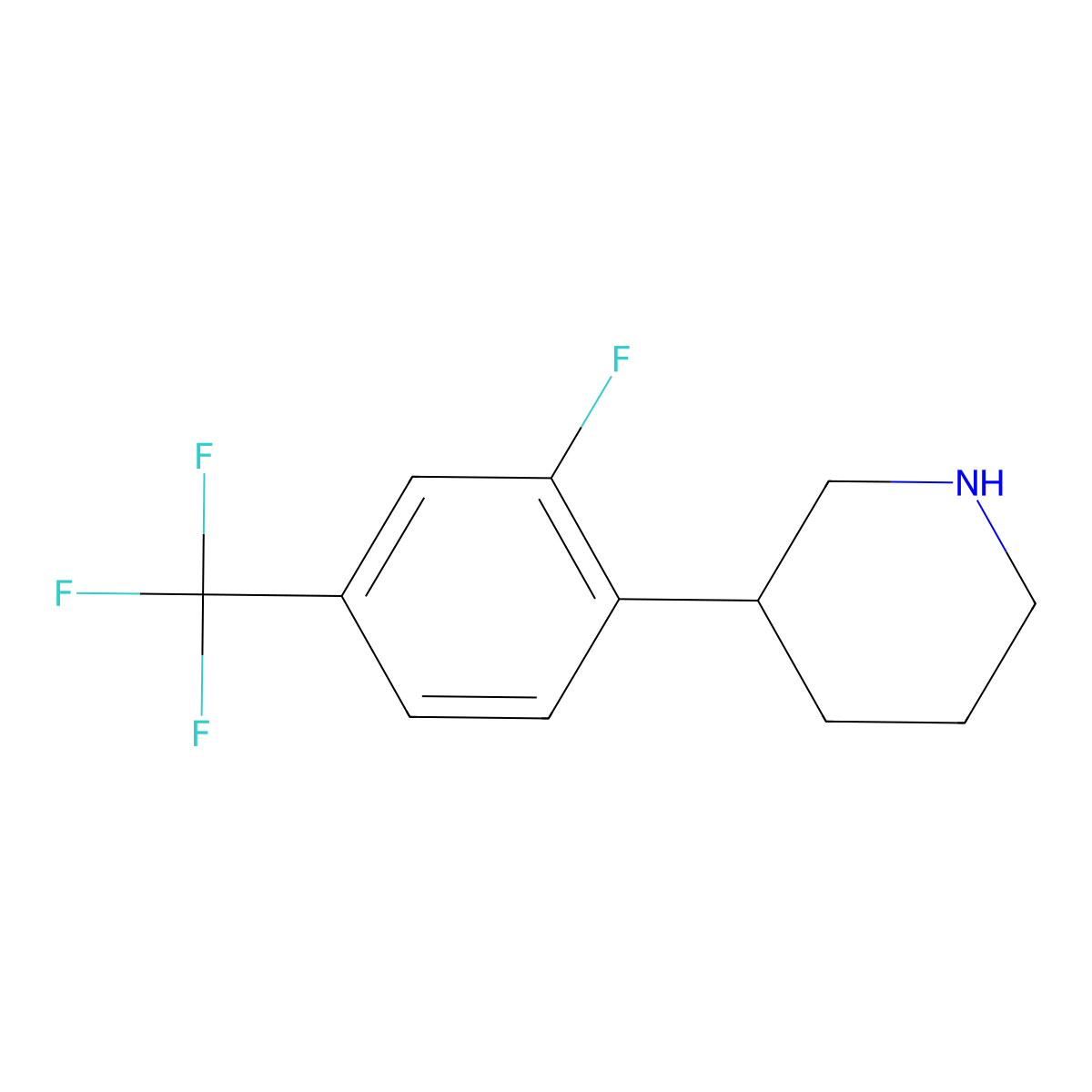 3-[2-Fluoro-4-(trifluoromethyl)phenyl]piperidine molecular structure, CAS 1044769-06-3