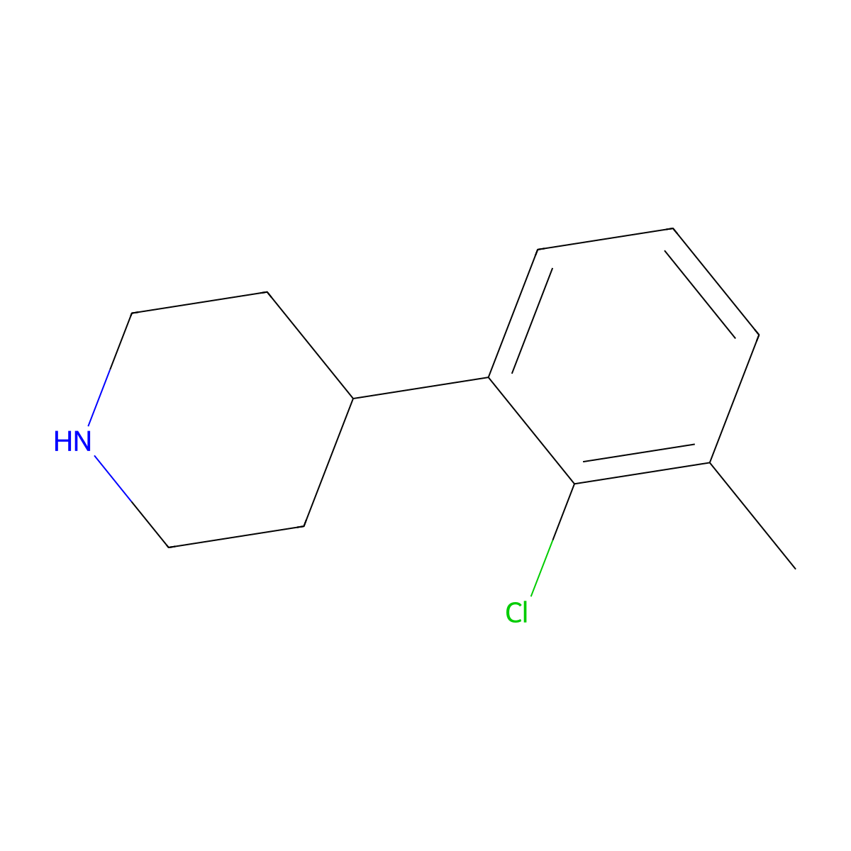 4-(2-Chloro-3-methylphenyl)piperidine molecular structure, CAS 1044769-09-6