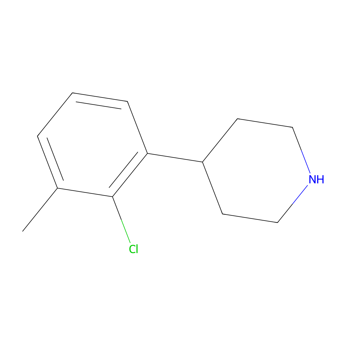 4-(2-Chloro-3-methylphenyl)piperidine molecular structure, CAS 1044769-09-6