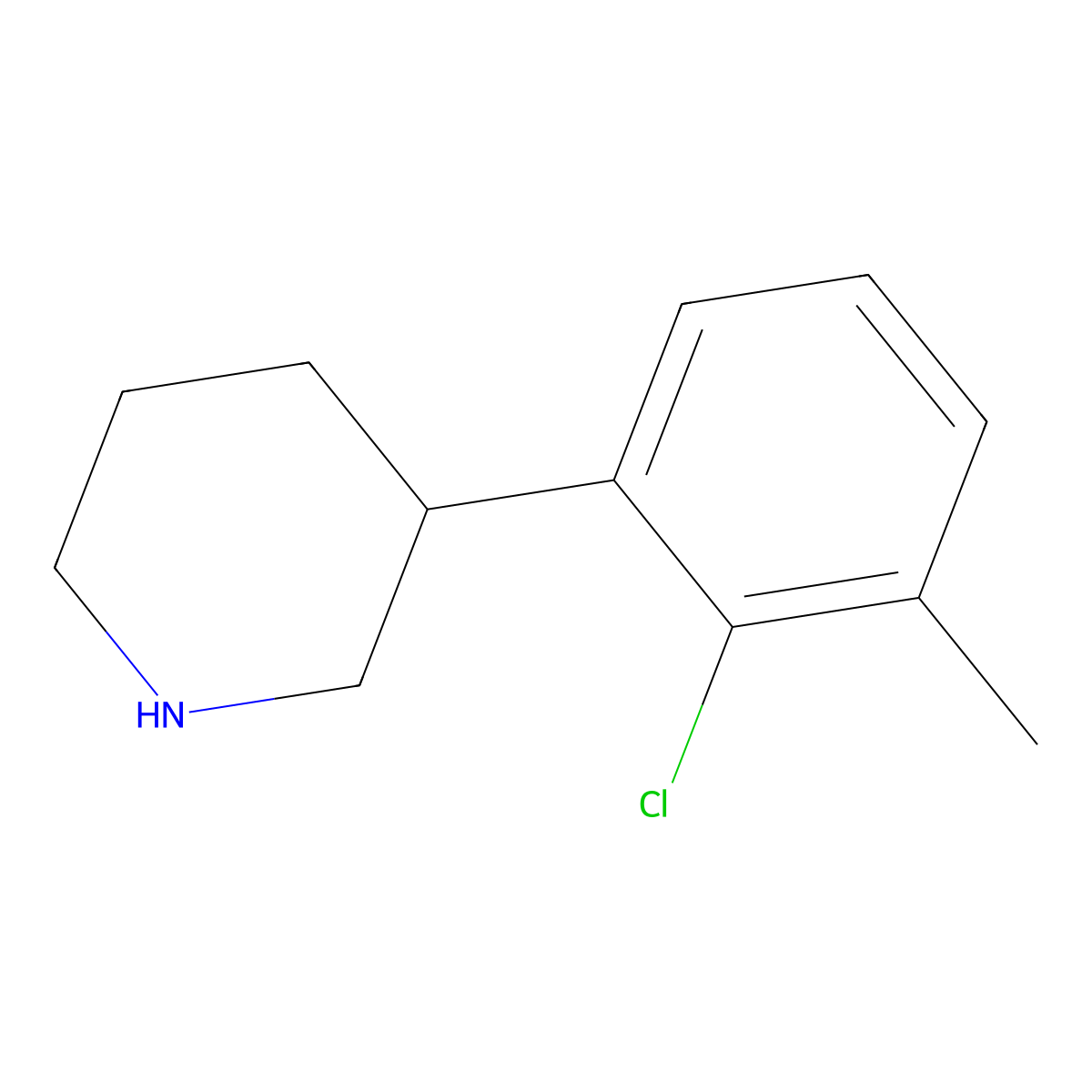 3-(2-Chloro-3-methylphenyl)piperidine molecular structure, CAS 1044769-10-9