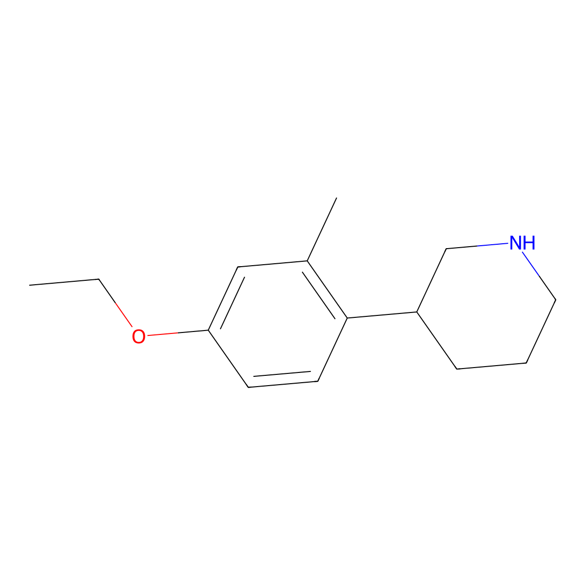 3-(4-Ethoxy-2-methylphenyl)piperidine molecular structure, CAS 1044769-11-0
