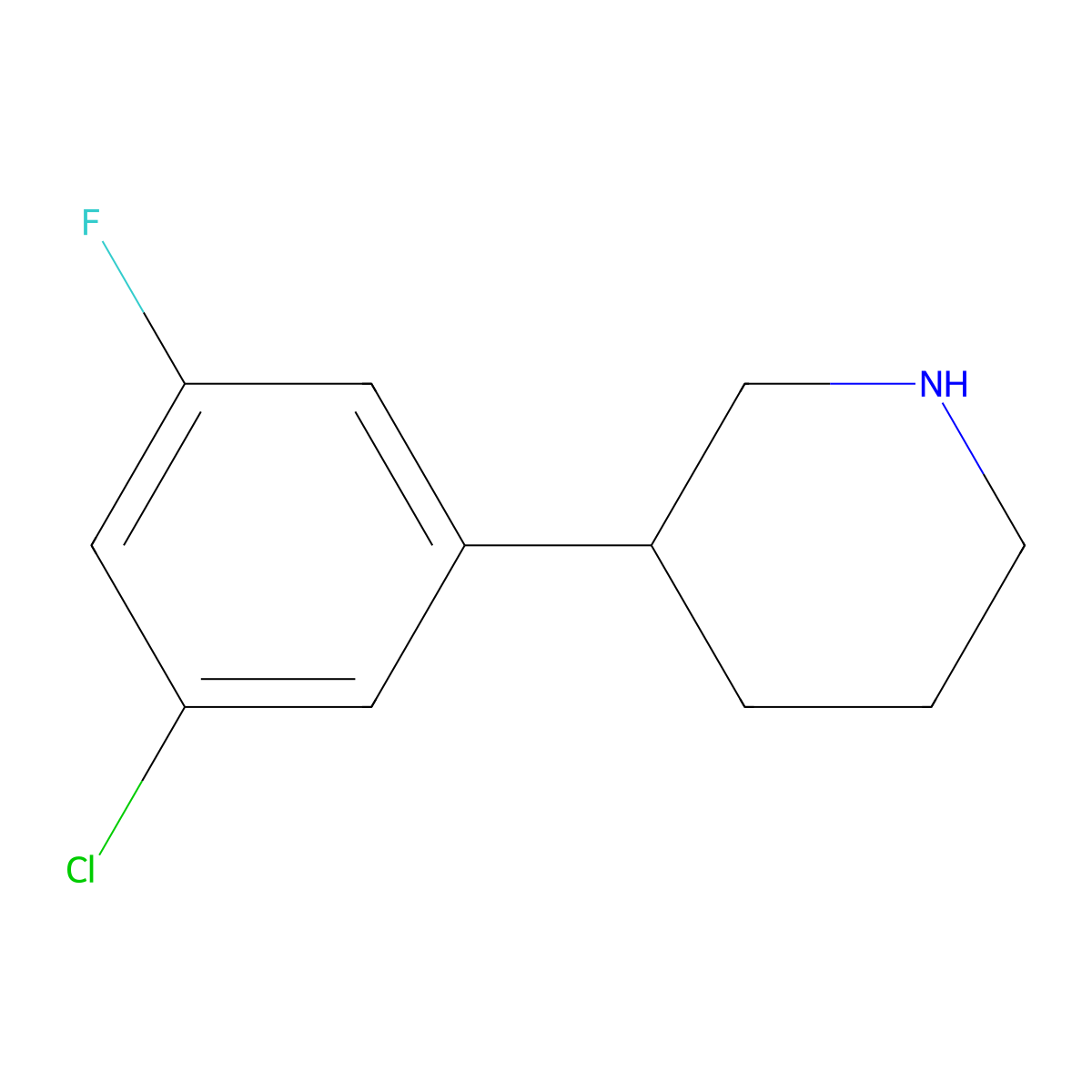 3-(3-Chloro-5-fluorophenyl)piperidine molecular structure, CAS 1044769-15-4