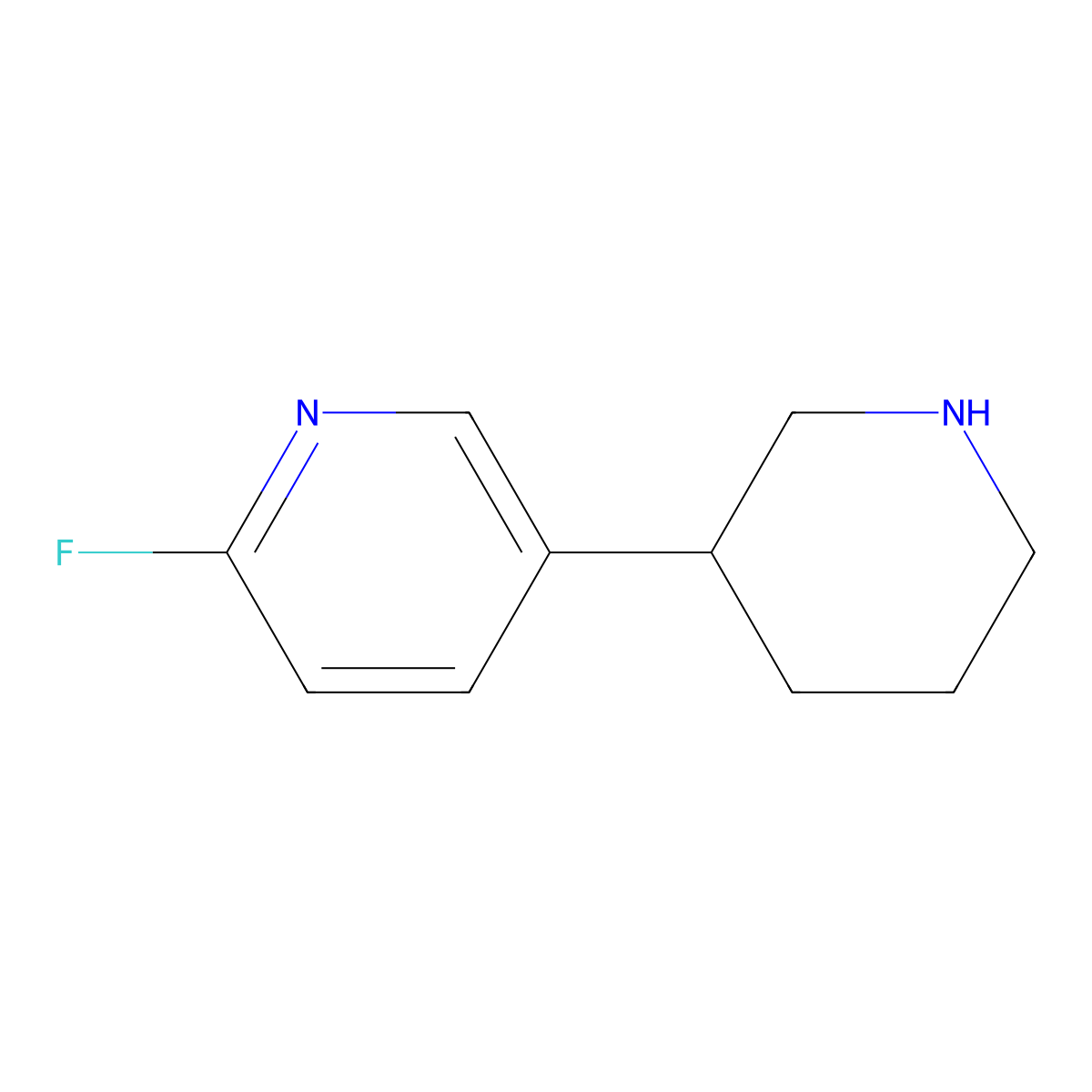2-Fluoro-5-(piperidin-3-yl)pyridine molecular structure, CAS 1044769-16-5