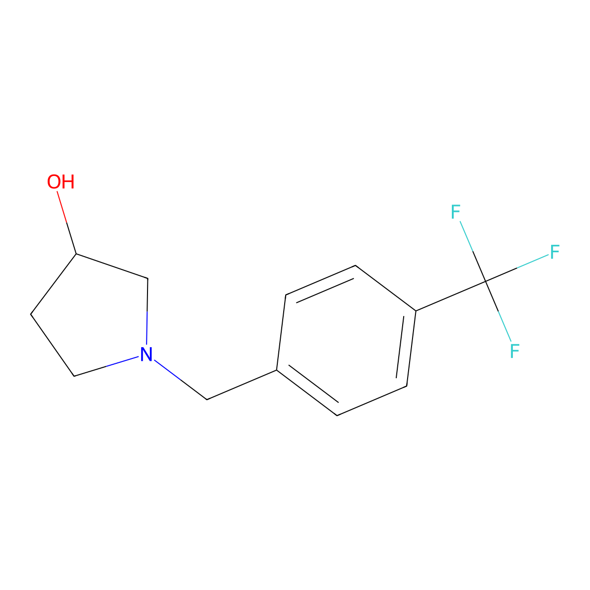1-{[4-(Trifluoromethyl)phenyl]methyl}pyrrolidin-3-ol molecular structure, CAS 1044769-56-3