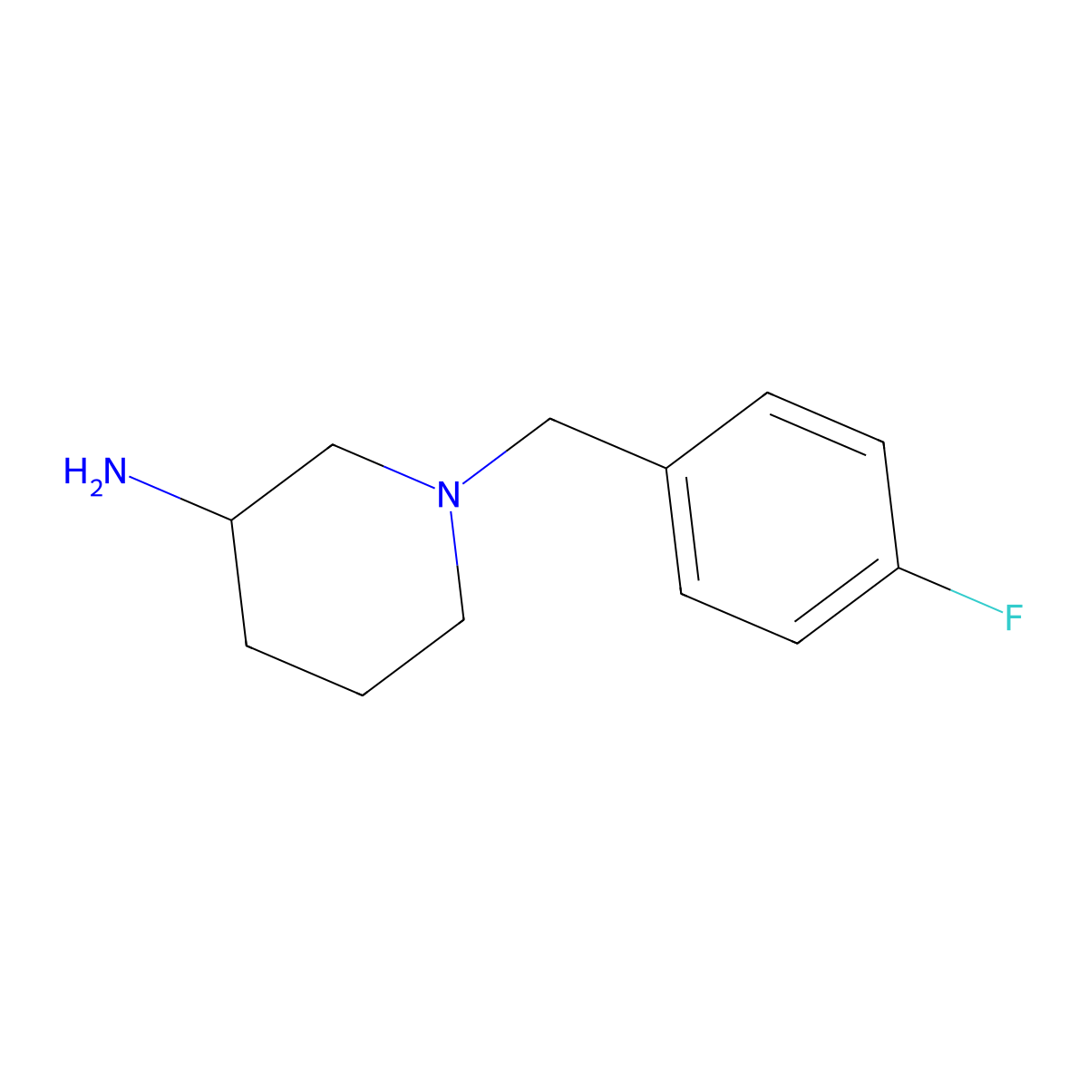1-(4-Fluorobenzyl)piperidin-3-amine molecular structure, CAS 1044769-61-0