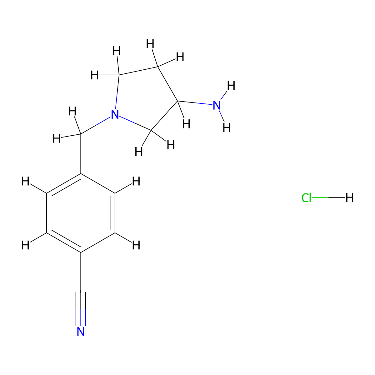4-((3-Aminopyrrolidin-1-yl)methyl)benzonitrile hydrochloride molecular structure, CAS 1044769-67-6
