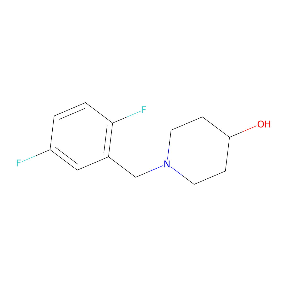 1-[(2,5-Difluorophenyl)methyl]piperidin-4-ol molecular structure, CAS 1044769-84-7