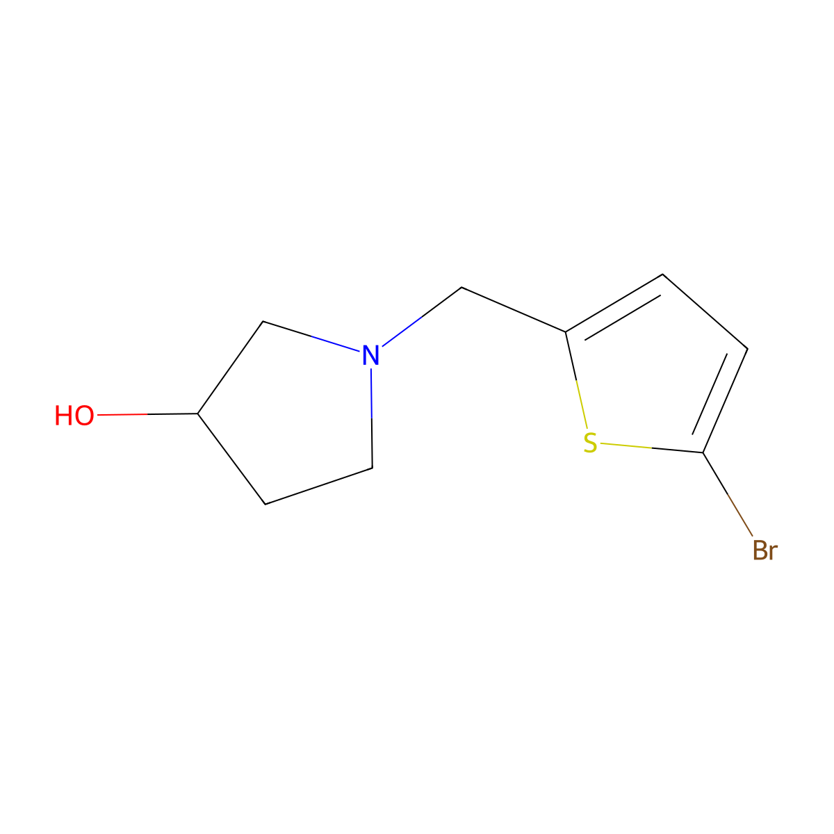 1-((5-Bromothiophen-2-yl)methyl)pyrrolidin-3-ol molecular structure, CAS 1044770-08-2