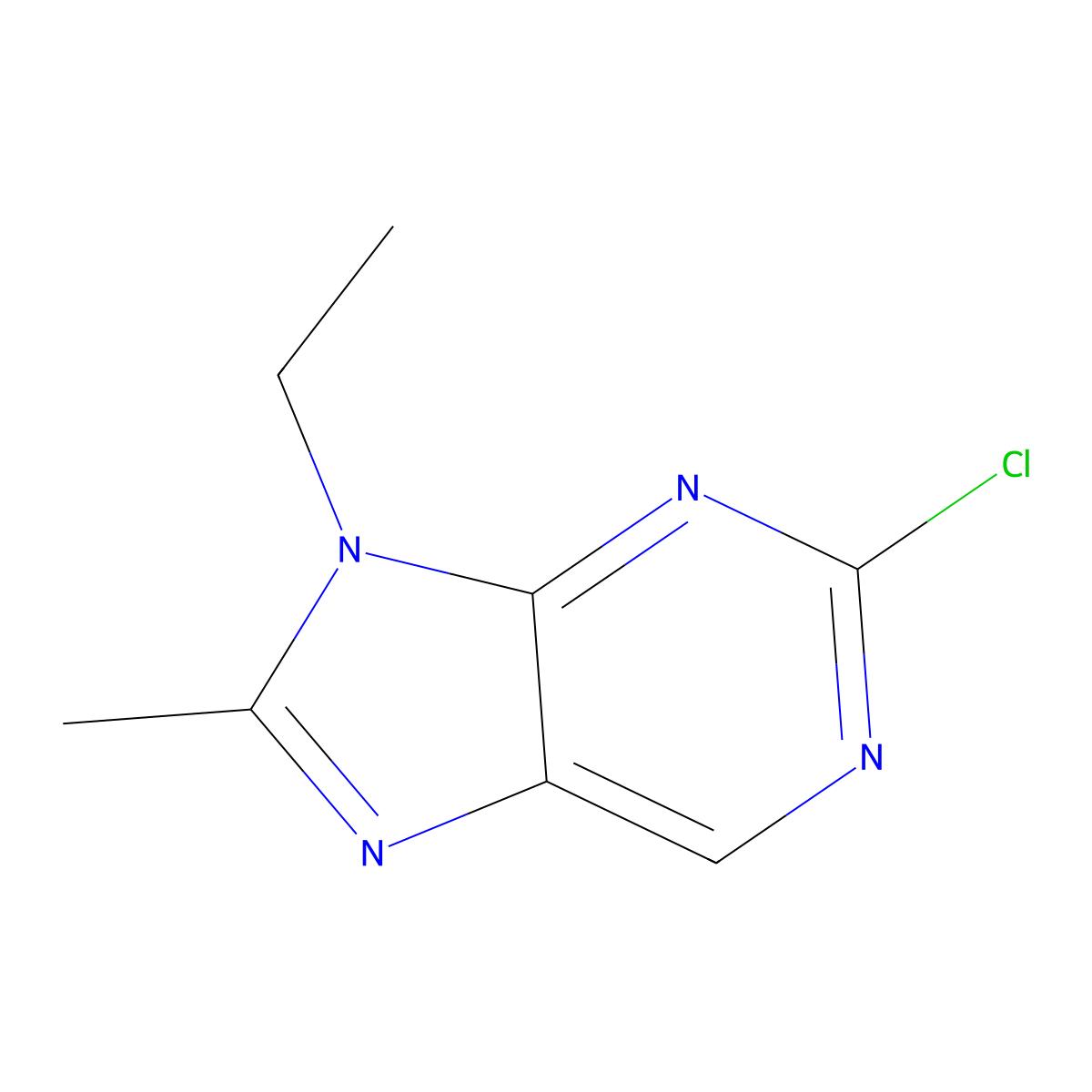 2-chloro-9-ethyl-8-methyl-9H-purine molecular structure, CAS 1044770-64-0