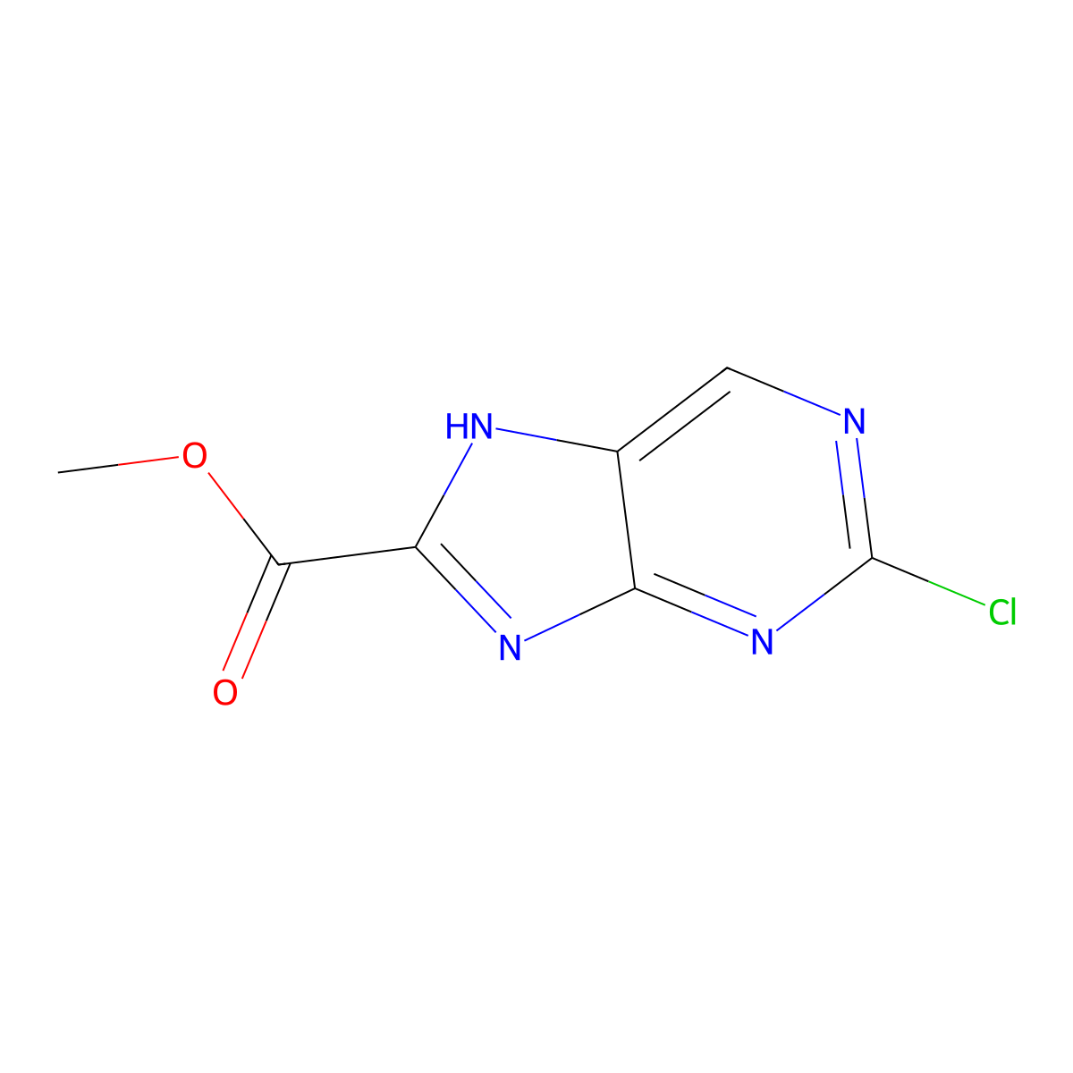 Methyl 2-chloro-9H-purine-8-carboxylate molecular structure, CAS 1044772-72-6