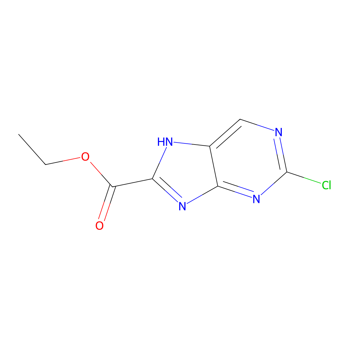 ethyl 2-chloro-9H-purine-8-carboxylate molecular structure, CAS 1044772-74-8
