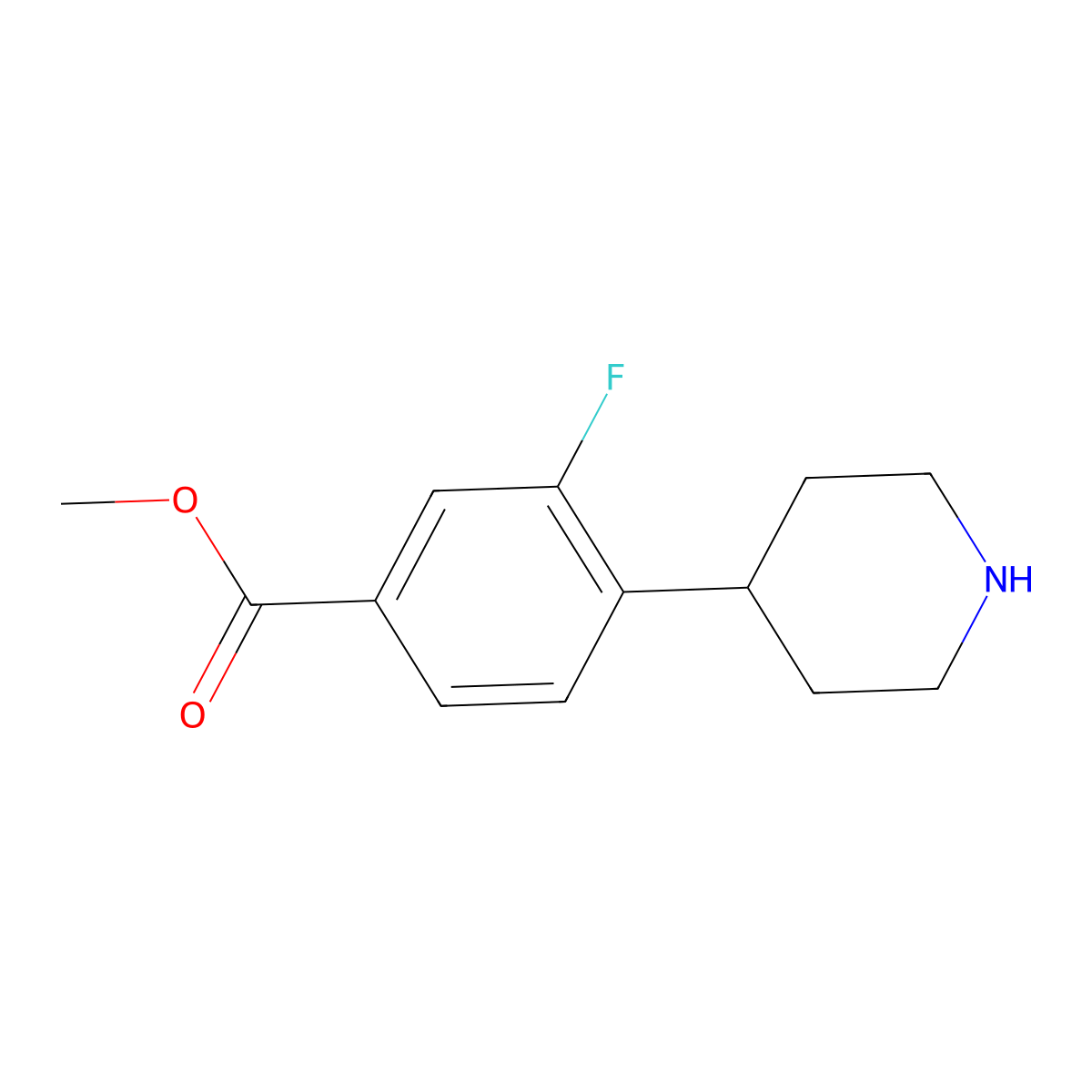 Methyl 3-fluoro-4-piperidin-4-ylbenzoate molecular structure, CAS 1044773-79-6