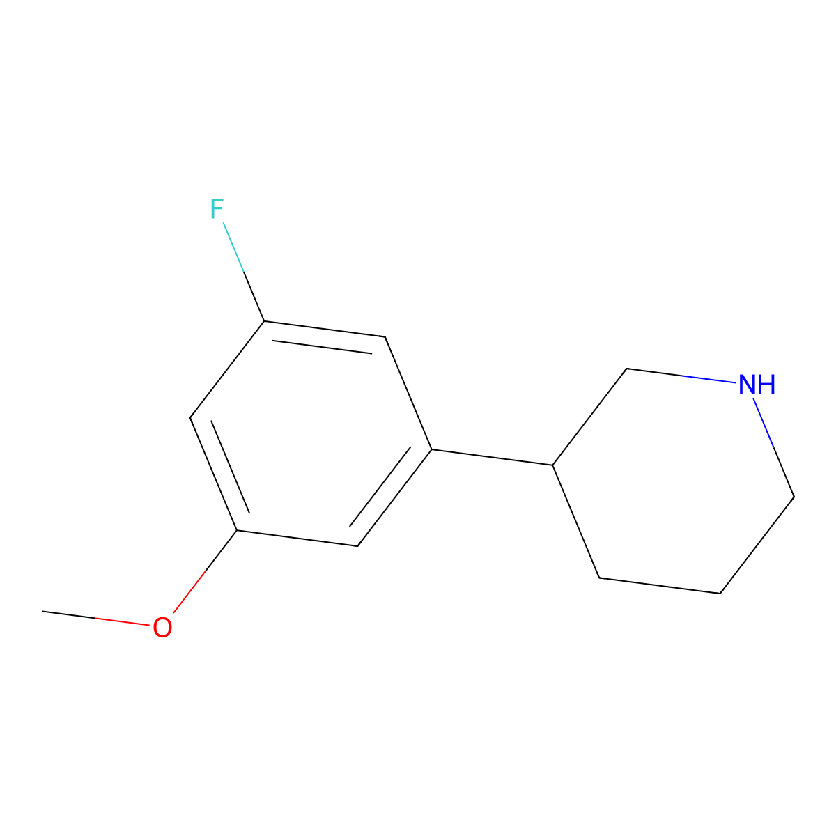 3-(3-Fluoro-5-methoxyphenyl)piperidine molecular structure, CAS 1044773-82-1