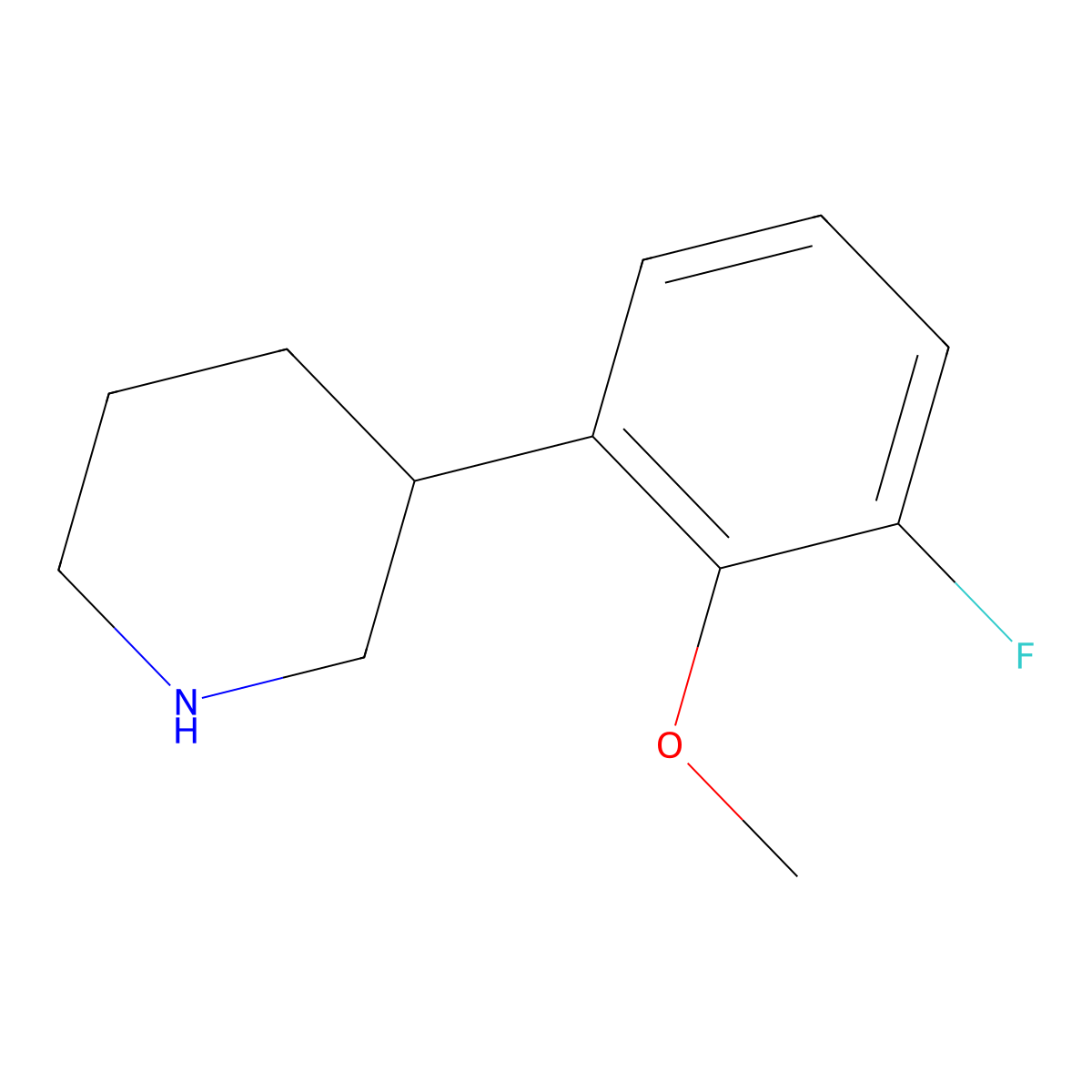 3-(3-Fluoro-2-methoxyphenyl)piperidine molecular structure, CAS 1044773-93-4