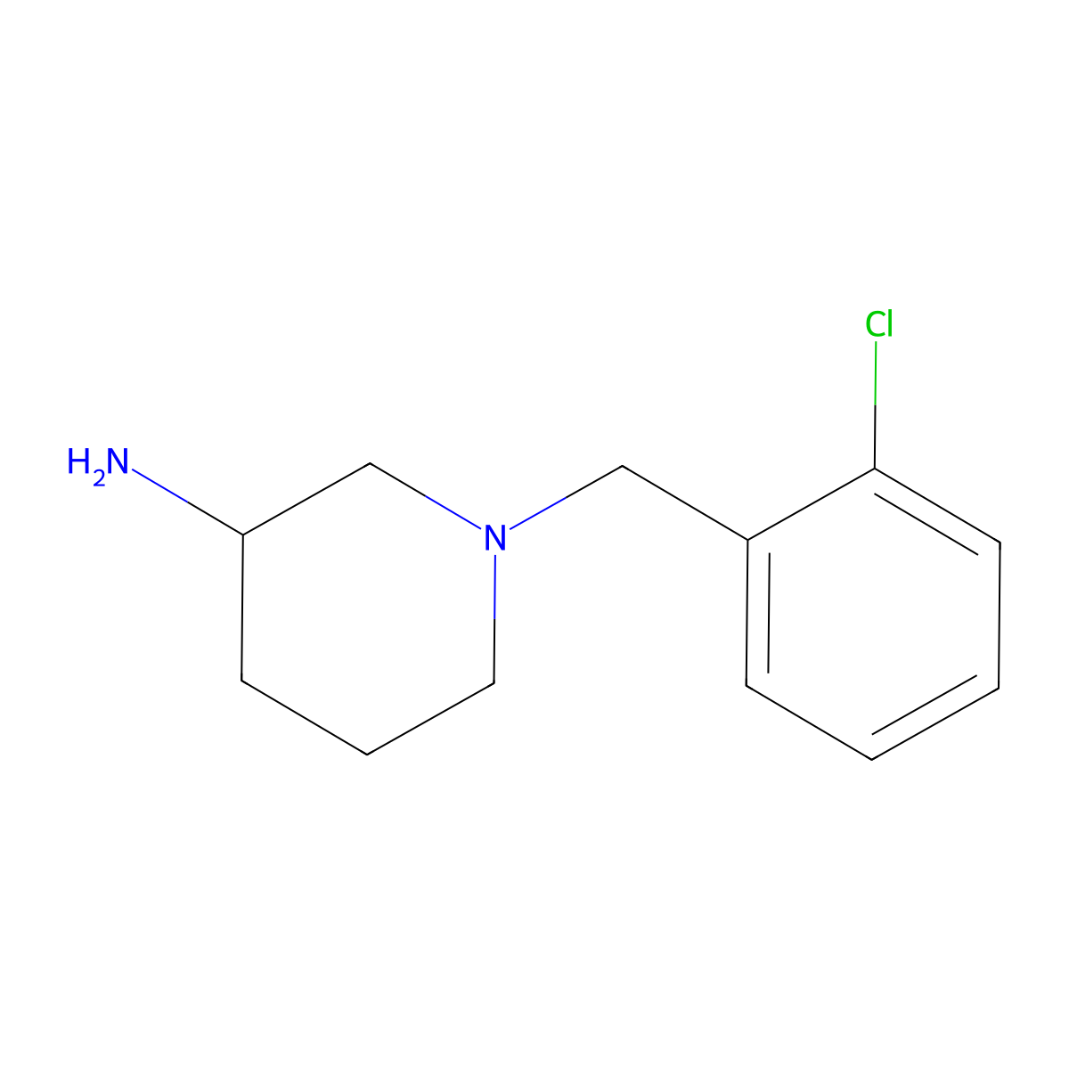 1-[(2-Chlorophenyl)methyl]piperidin-3-amine molecular structure, CAS 1044773-99-0