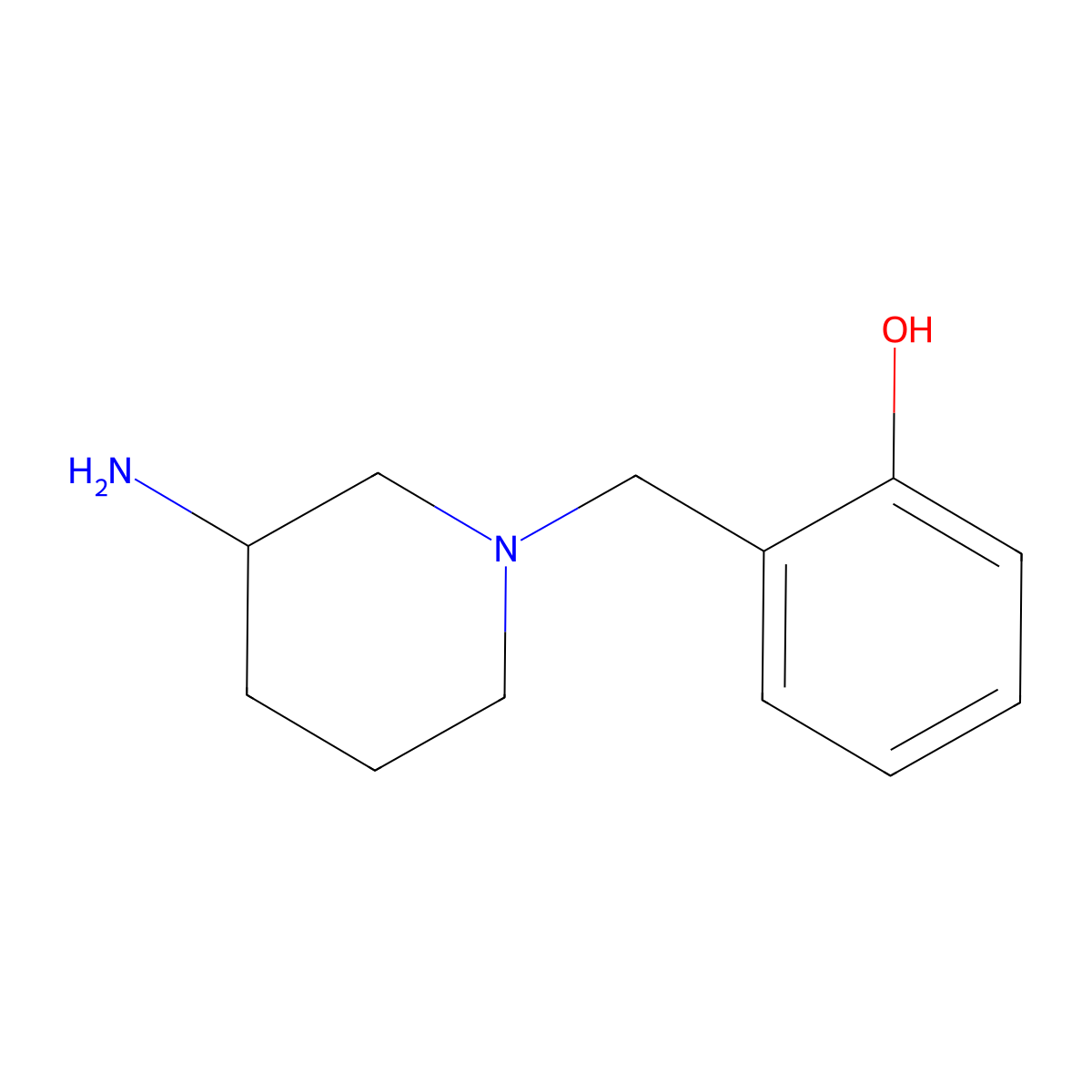 2-[(3-Aminopiperidin-1-yl)methyl]phenol molecular structure, CAS 1044774-07-3