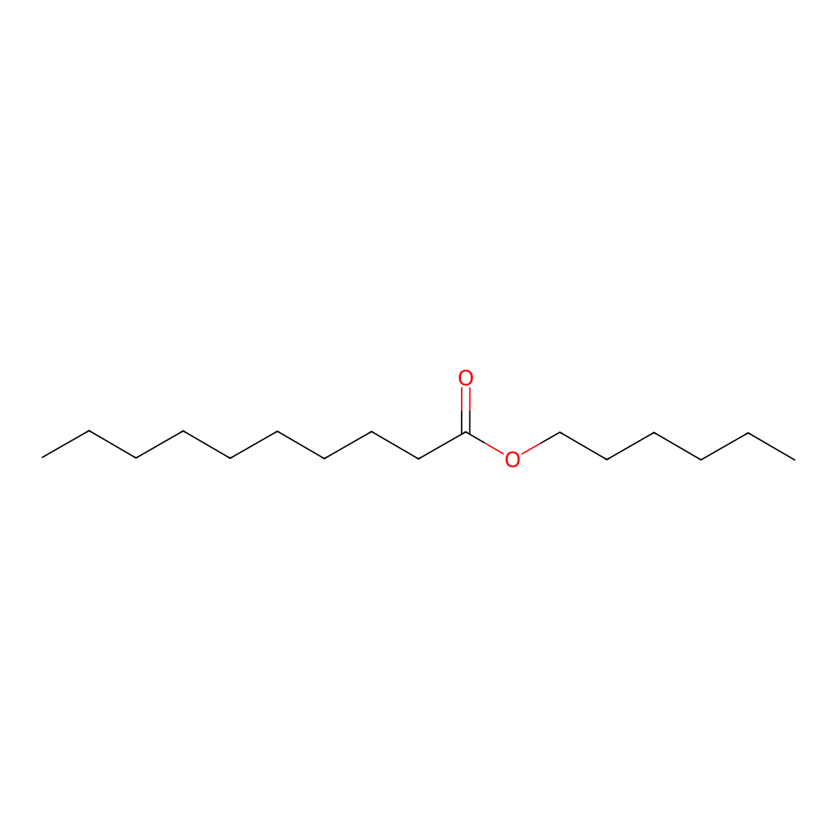 Hexyl decanoate molecular structure, CAS 10448-26-7