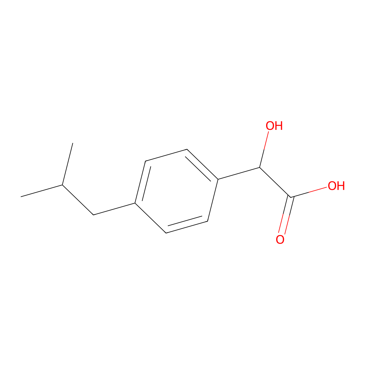 2-Hydroxy-2-[4-(2-methylpropyl)phenyl]acetic acid molecular structure, CAS 104483-03-6