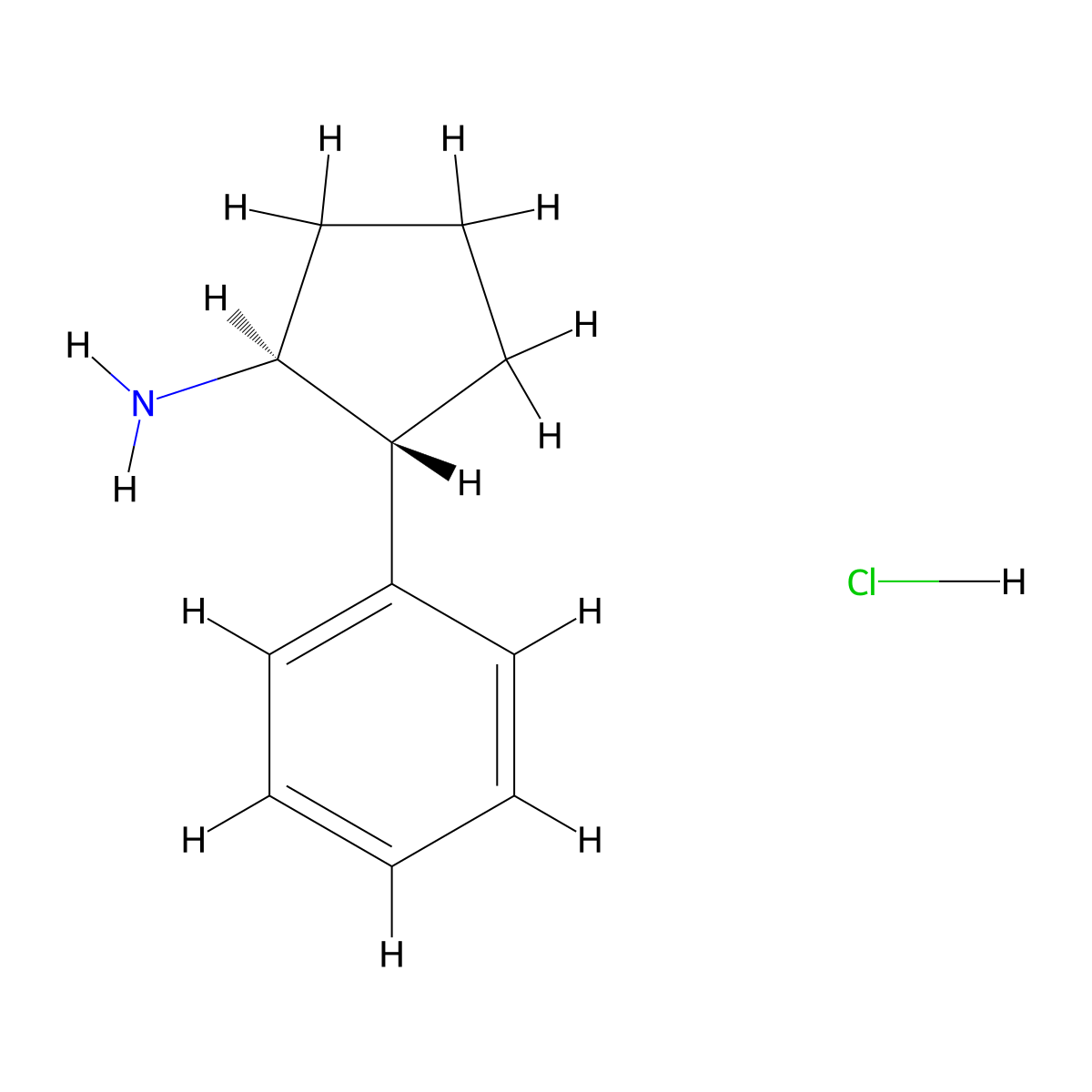 trans-2-Phenylcyclopentylamine monohydrochloride molecular structure, CAS 104485-21-4