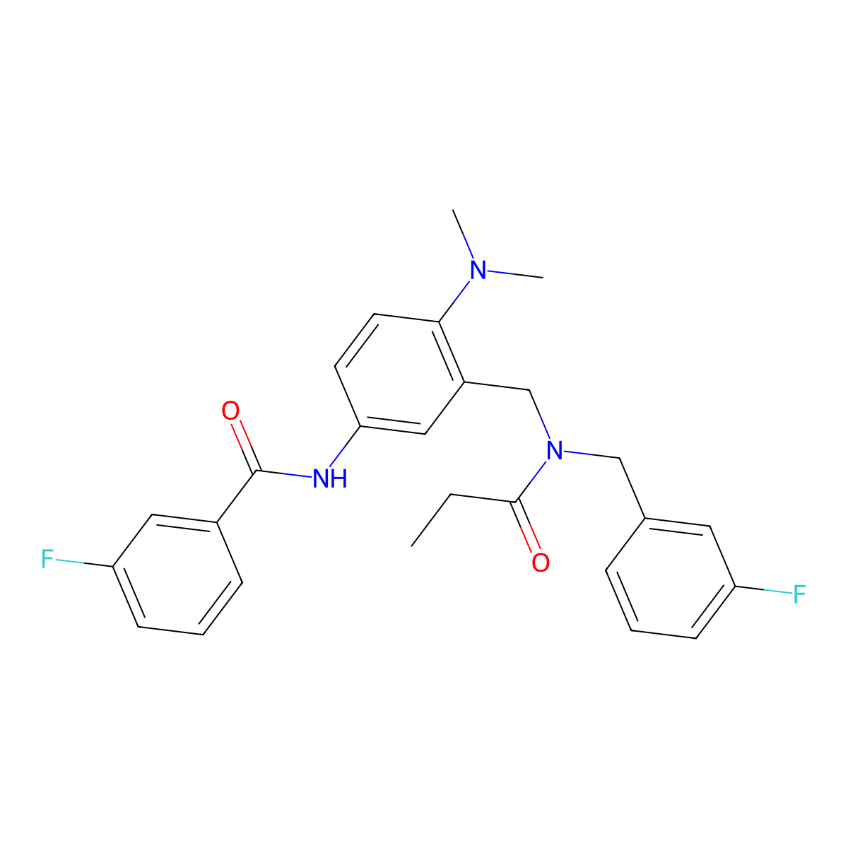 N~1~-(4-(dimethylamino)-3-{[(3-fluorobenzyl)(propionyl)amino]methyl}phenyl)-3-fluorobenzamide molecular structure, CAS 1044851-49-1