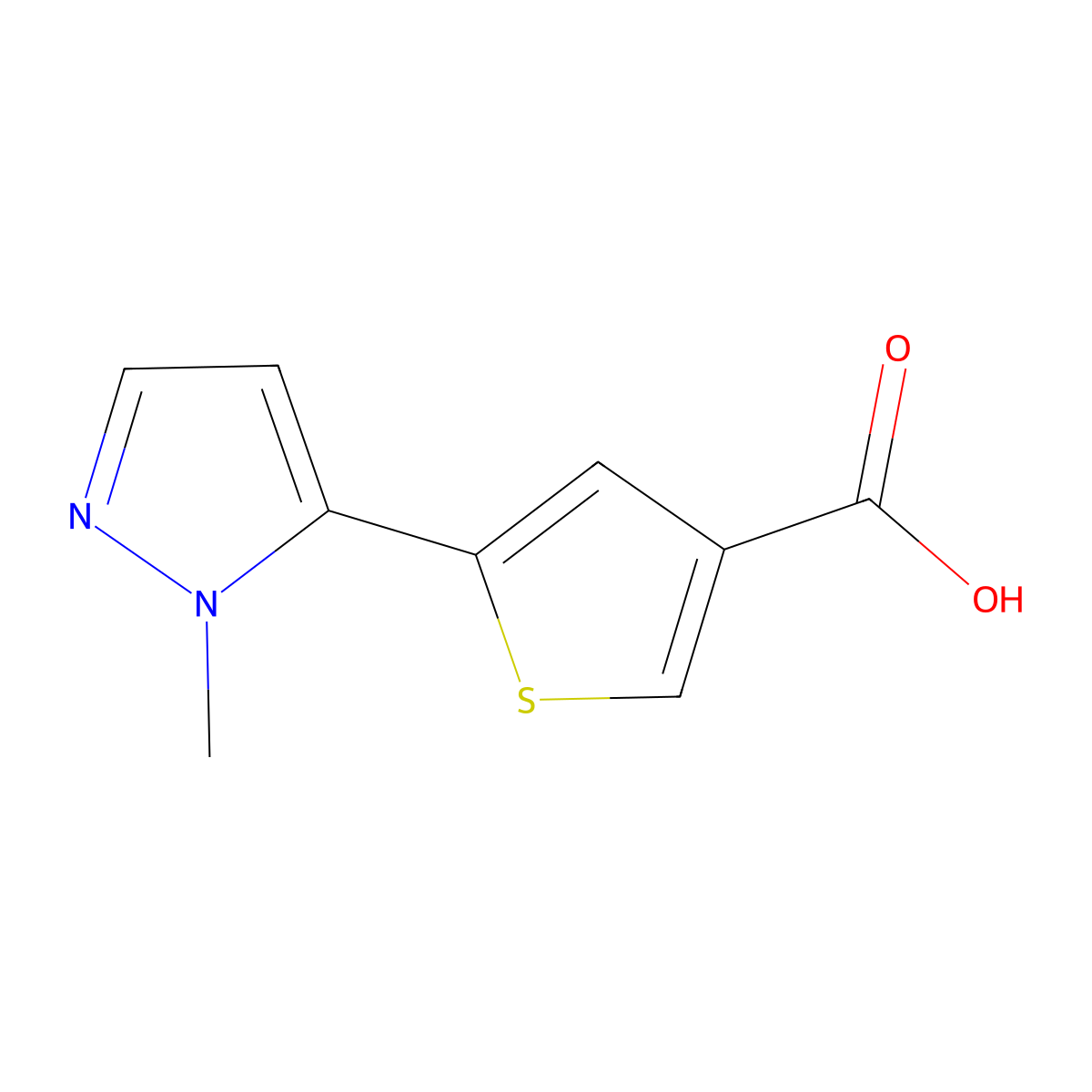 5-(1-methyl-1H-pyrazol-5-yl)-3-thiophenecarboxylic acid molecular structure, CAS 1044851-90-2
