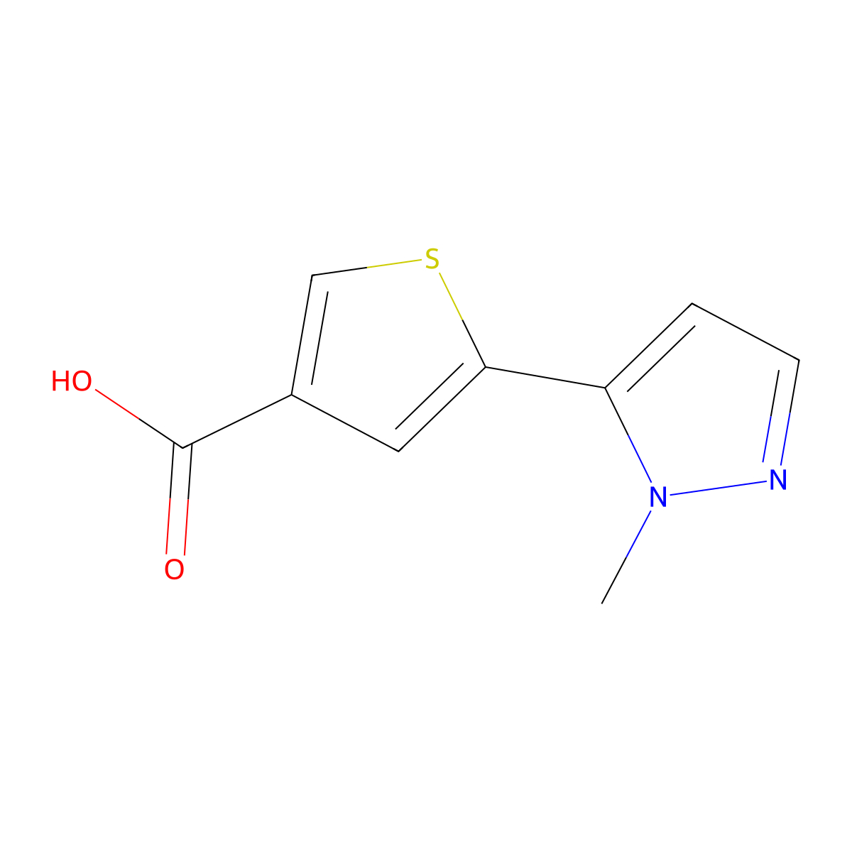 5-(1-methyl-1H-pyrazol-5-yl)-3-thiophenecarboxylic acid molecular structure, CAS 1044851-90-2