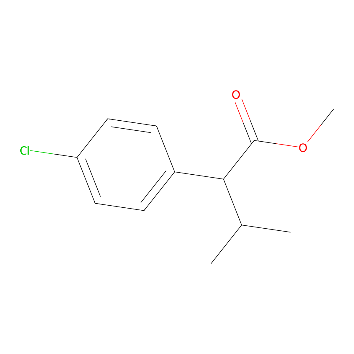 Methyl 2-(4-chlorophenyl)-3-methylbutyrate molecular structure, CAS 104486-05-7