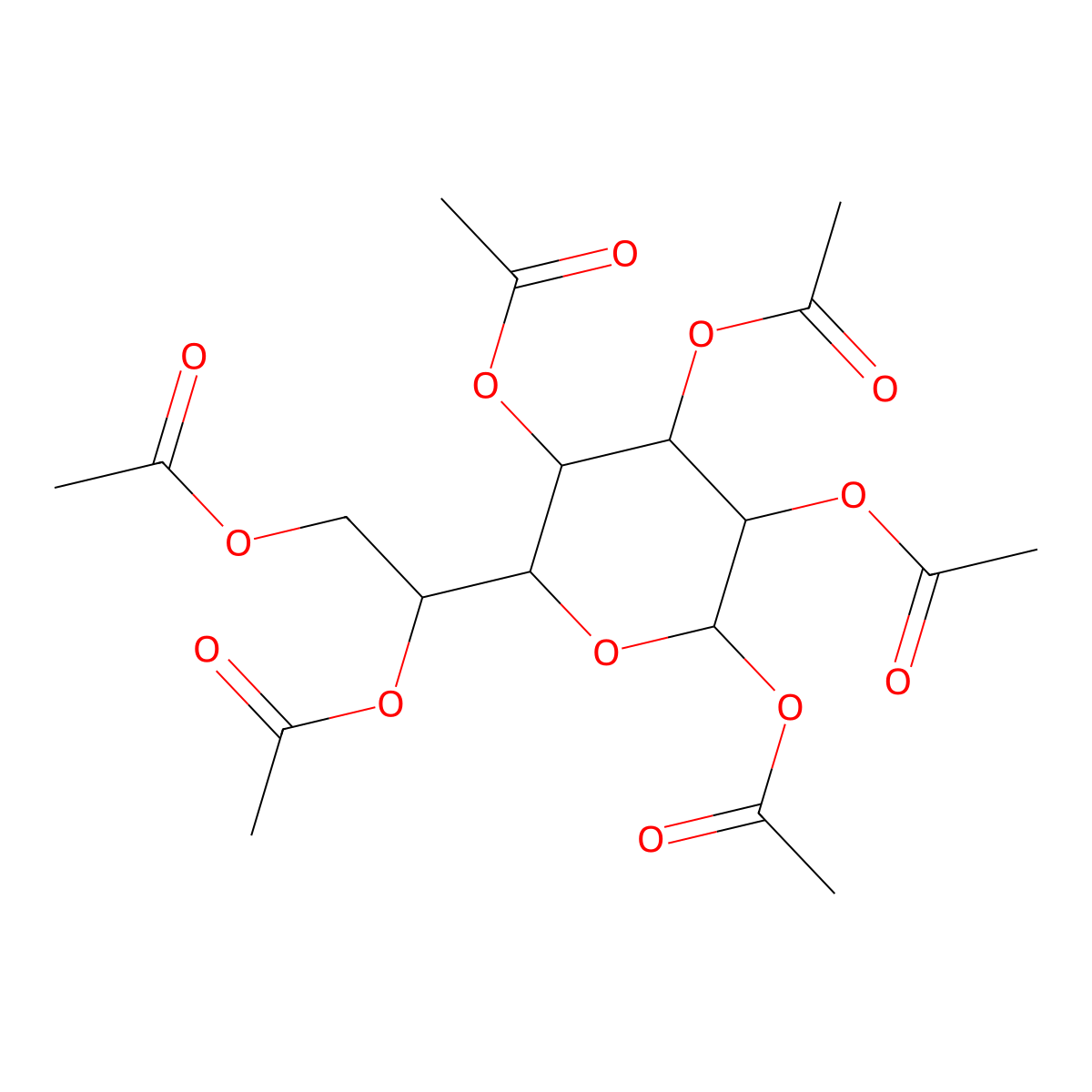 L-glycero-a-D-manno-Heptopyranose, hexaacetate molecular structure, CAS 104486-80-8