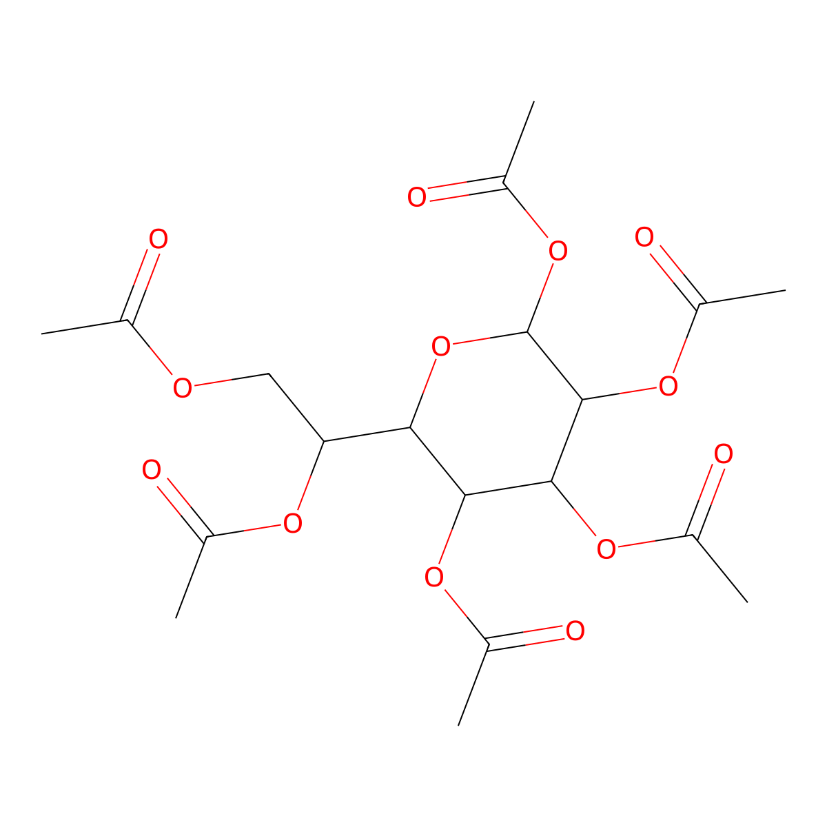 L-glycero-a-D-manno-Heptopyranose, hexaacetate molecular structure, CAS 104486-80-8