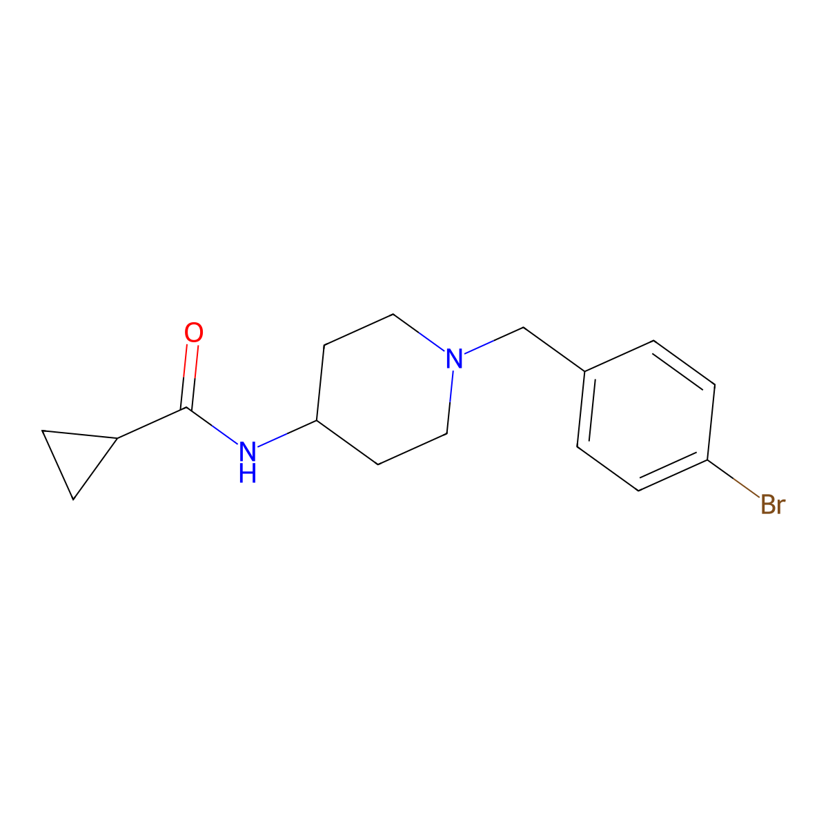 N-{1-[(4-bromophenyl)methyl]piperidin-4-yl}cyclopropanecarboxamide molecular structure, CAS 1044924-02-8